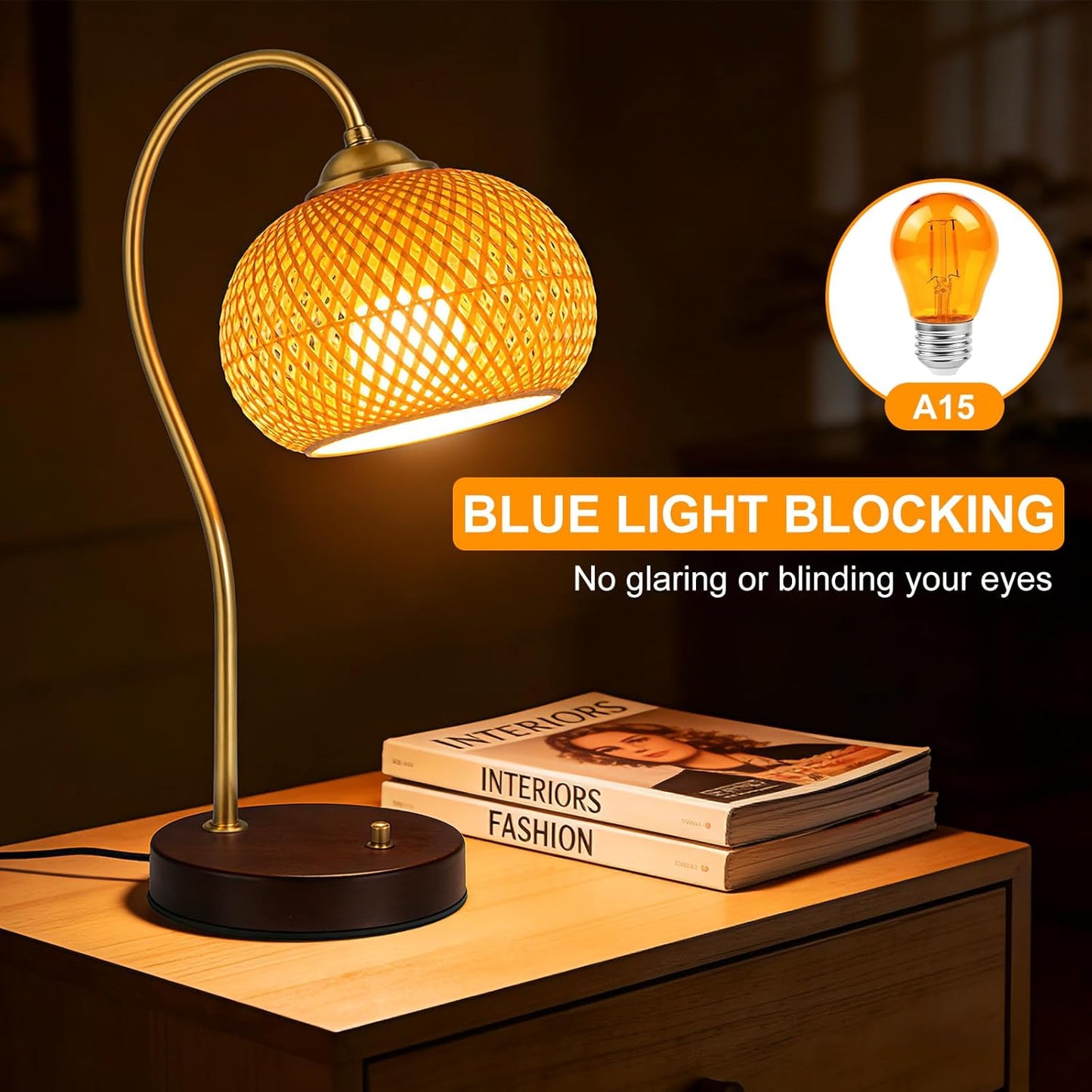 KINUR Amber Light Bulbs,A15 2 watt 2000K Warm Light Bulbs 15 watt Equivalent E26 Base for Bedtime Healthy Sleep 4 Pack