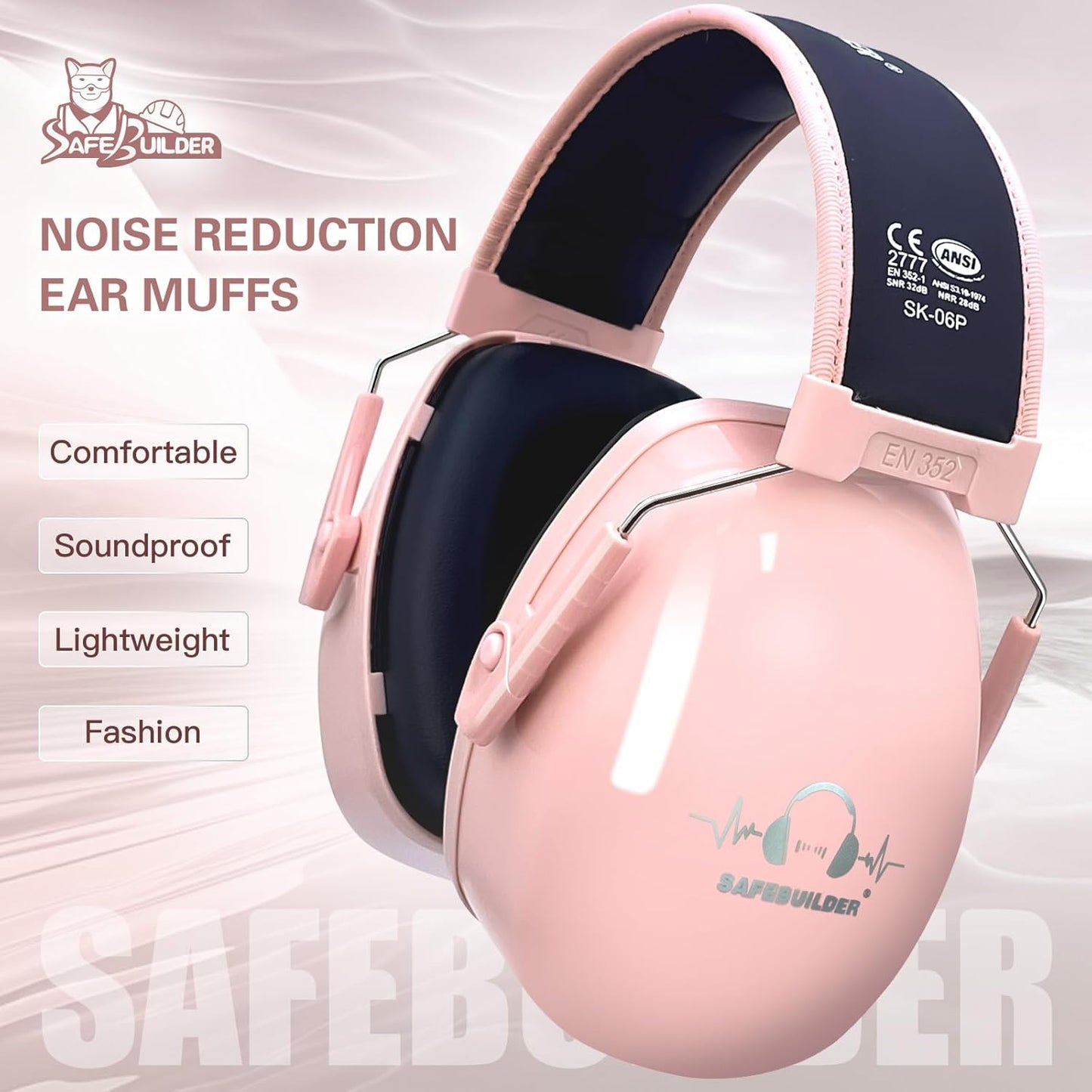 Ear Protection Ear muffs Noise Reduction NRR 28dB Adjustable Hearing Protection for Working Mowing SK-06P