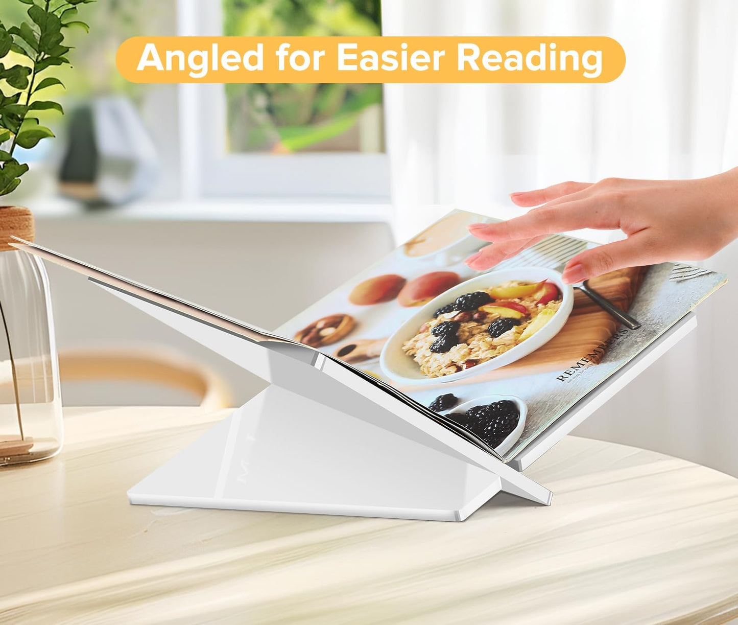 Acrylic Book Stand Large White Acrylic Book Holder, 12.5" x 9.5" x 5.7", Open Book Holder Stand for Display and Reading Cookbooks, Art Books, Bibles, Magazines - Home and Office (White, Large)