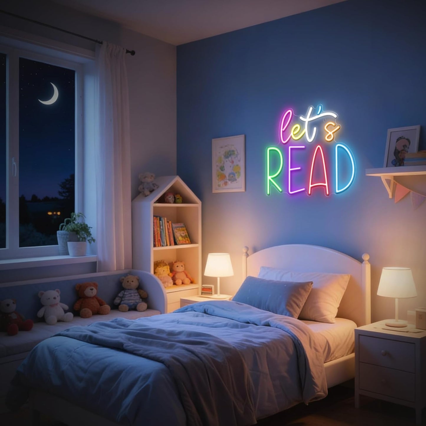 Kavaas Let's Read Neon Sign Reading Corner LED Light Neon Signs for Library Classroom Book Club Wall Decor -Best Back to School Gifts for Teens Kids