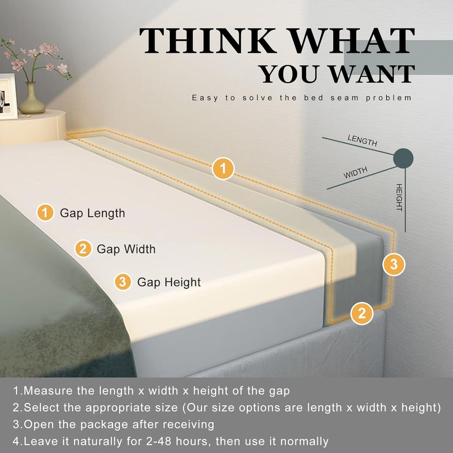 Mattress Extender, Bed Gap/Space Filler, Headboard Pillow Between Headboard and Mattress or Wall, High-Density Foam with Removable Cover（Light Grey-Full-54 * 2 * 6in）