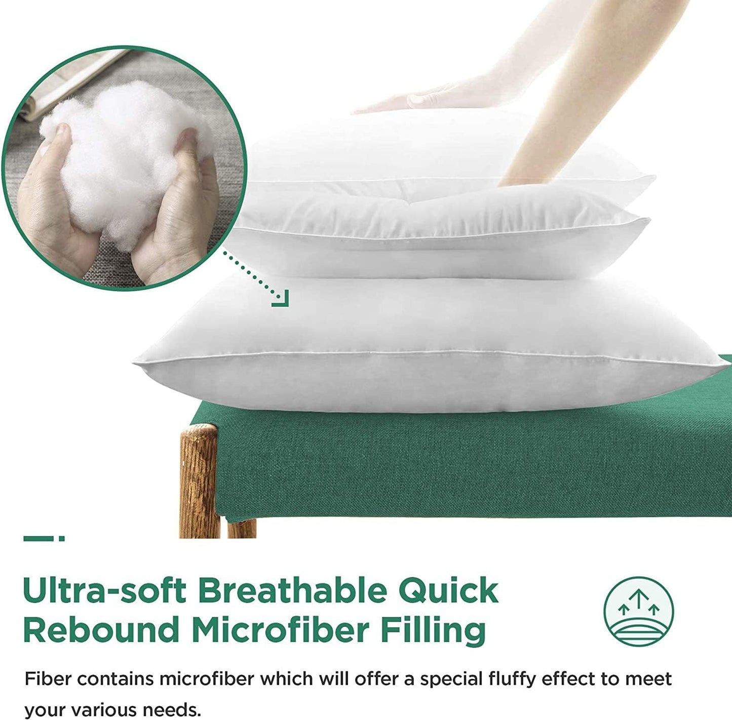 Acanva Square Premium Throw Pillow Inserts with Microfiber Filled, Lumbar Support Decorative Stuffer for Sofa Bed Couch & Chairs