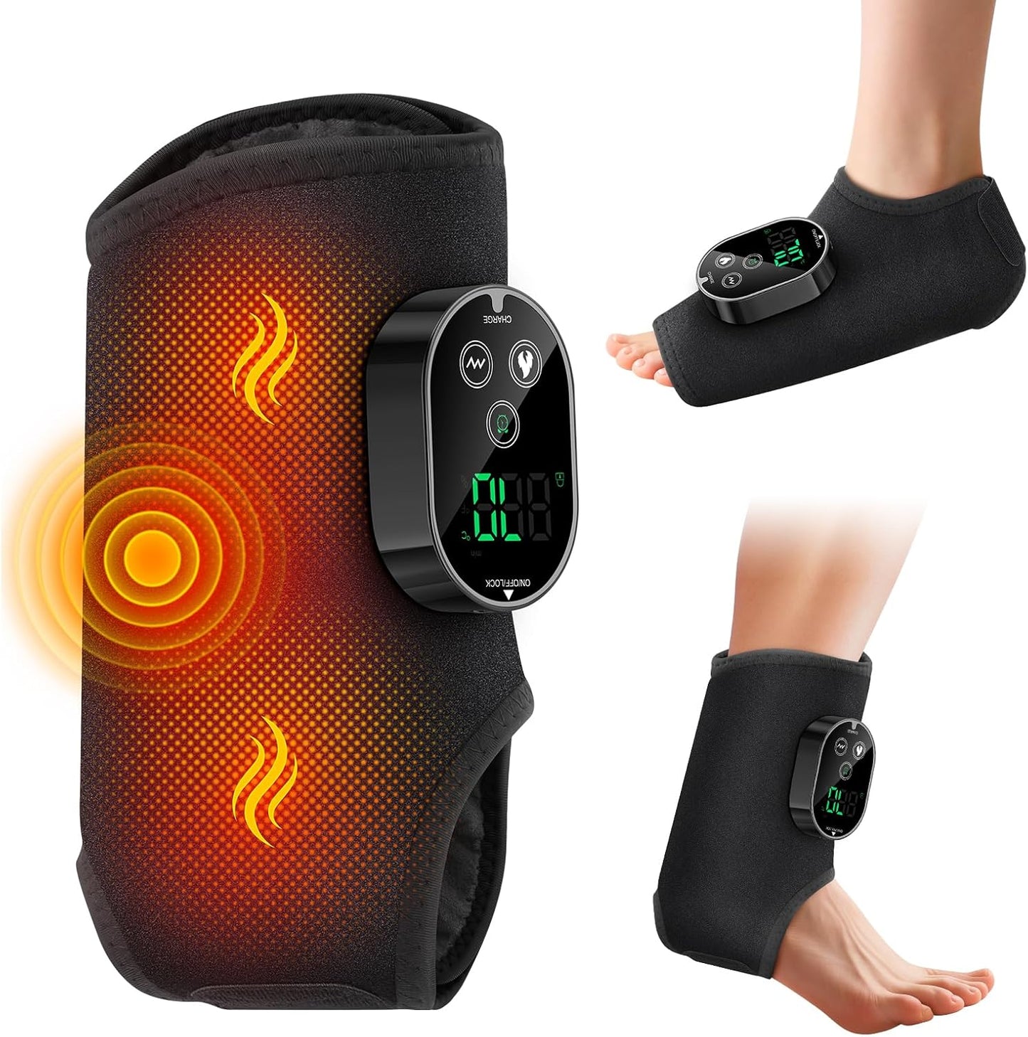 Cordless Neuropathy Foot Massager, Ankle Massager for Pain Relief, Ankle Heating Pad Plantar Fasciitis Relief, Black