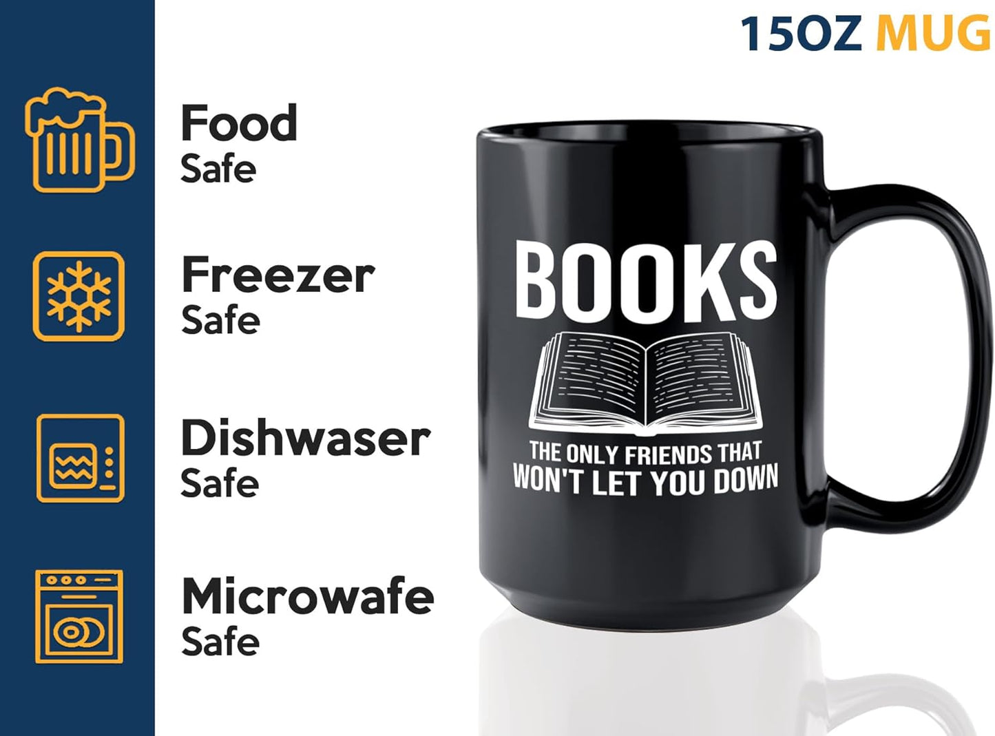 Book Lover Coffee Mug 15oz Black -Books The only - Bookworm Literature Library Book Lover Reader Booked Editor Intellectual Studious