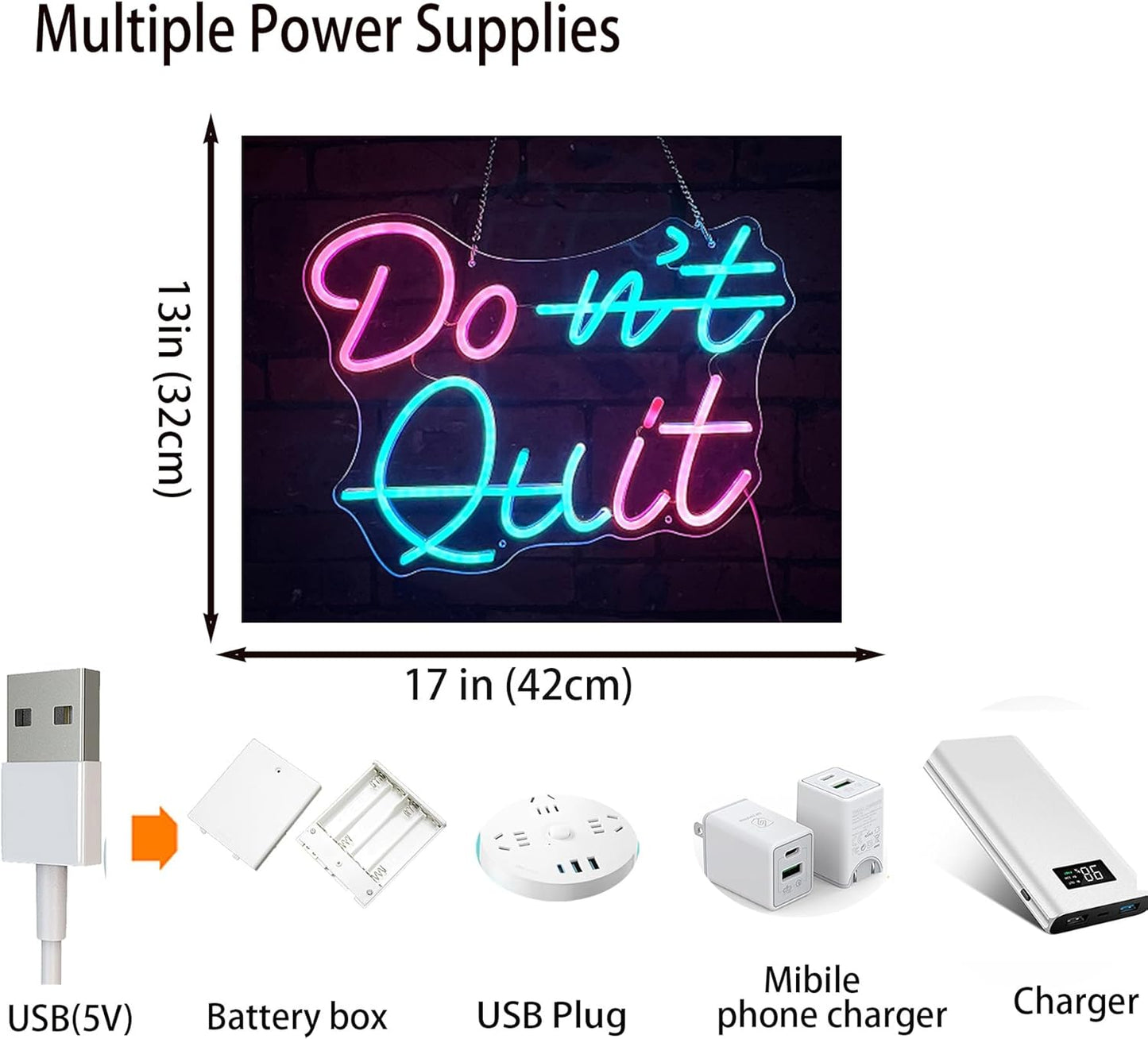 Don't Quit Neon Signs for Bedroom Living Room Party Home Decor, Led Sign with Dimmable Switch， Battery box or USB Powered (Don't Quit)