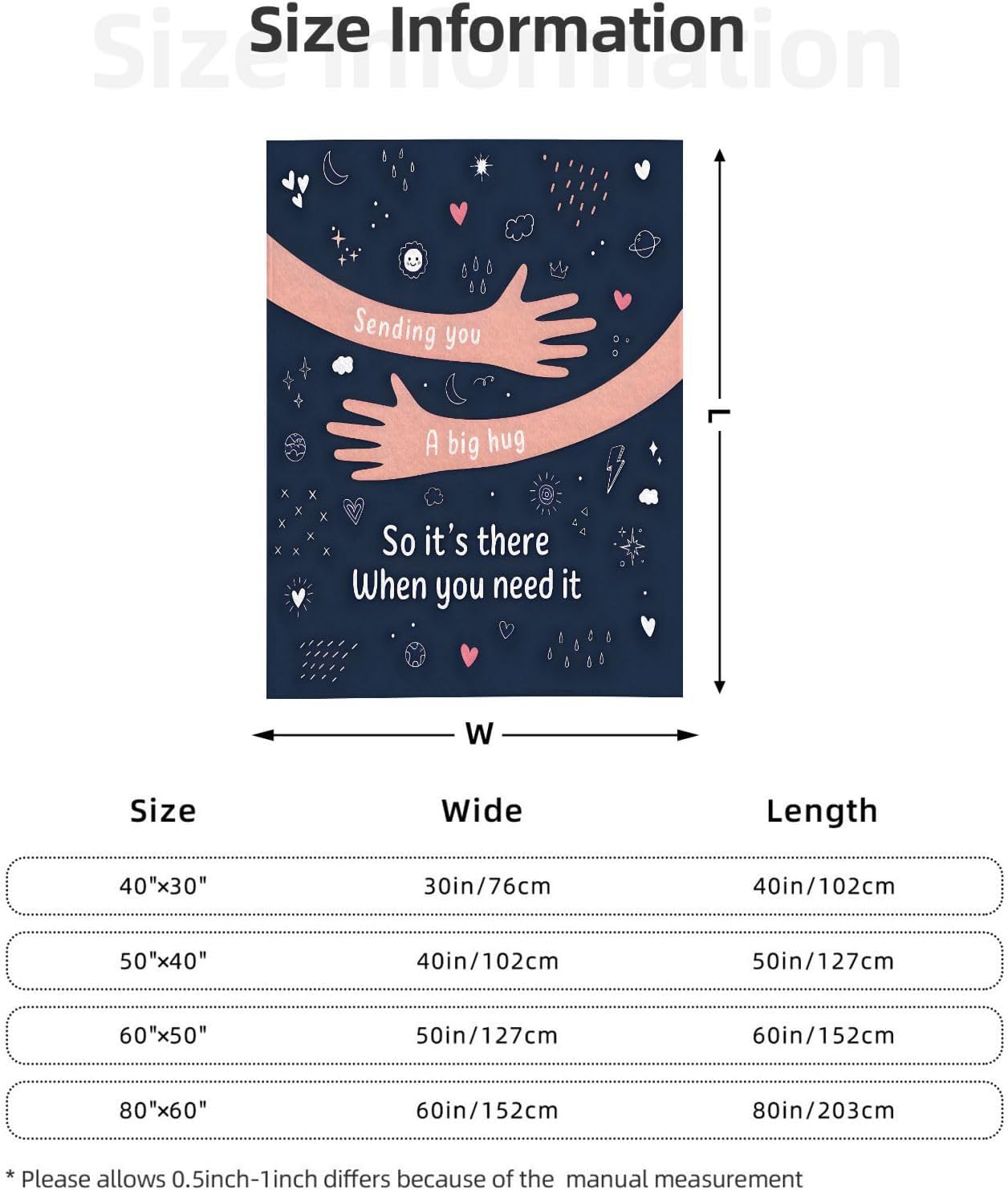Sending You A Big Hug So Its There When You Need It Blanket Soft Cozy Throw Comfort Blanket Thoughtful Gift for Friends Family Sympathy Encouragement Recovery