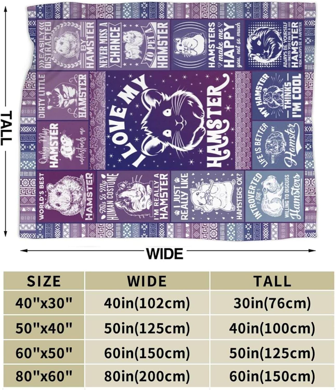Hamster Blanket for Boys Girls, Cute Hamster Themed Design Printed Throw Blankets for Kids Lap, Chair Sofa, Warm Soft Cozy Blanket, 40"x 50"