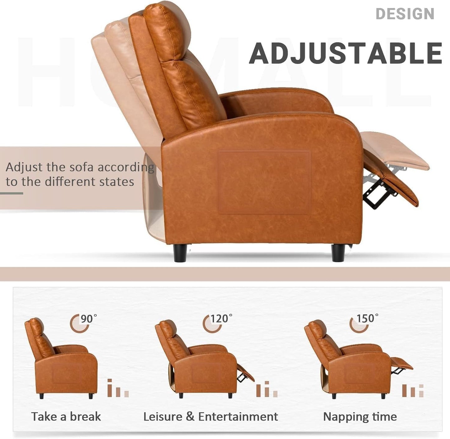 PU Leather Recliners Chairs with Lumbar Support Sofa Thicker Back Wider Armrests Power Lift Recliner Chair for Adults Home Theater Seating Living Room