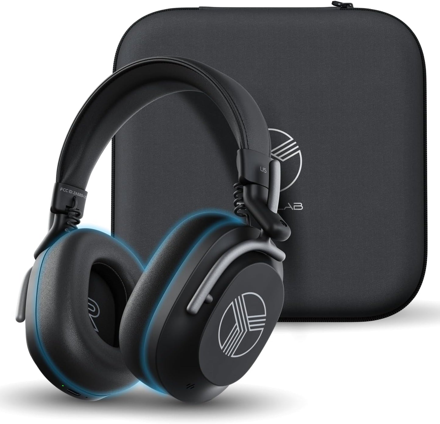 TREBLAB Bluetooth Headphones Over the Ear, Noise Cancelling, Hybrid ANC, 64H Battery, IPX4, Foldable Wireless Headphones with Mic, Lightweight, Work and Travel – U5