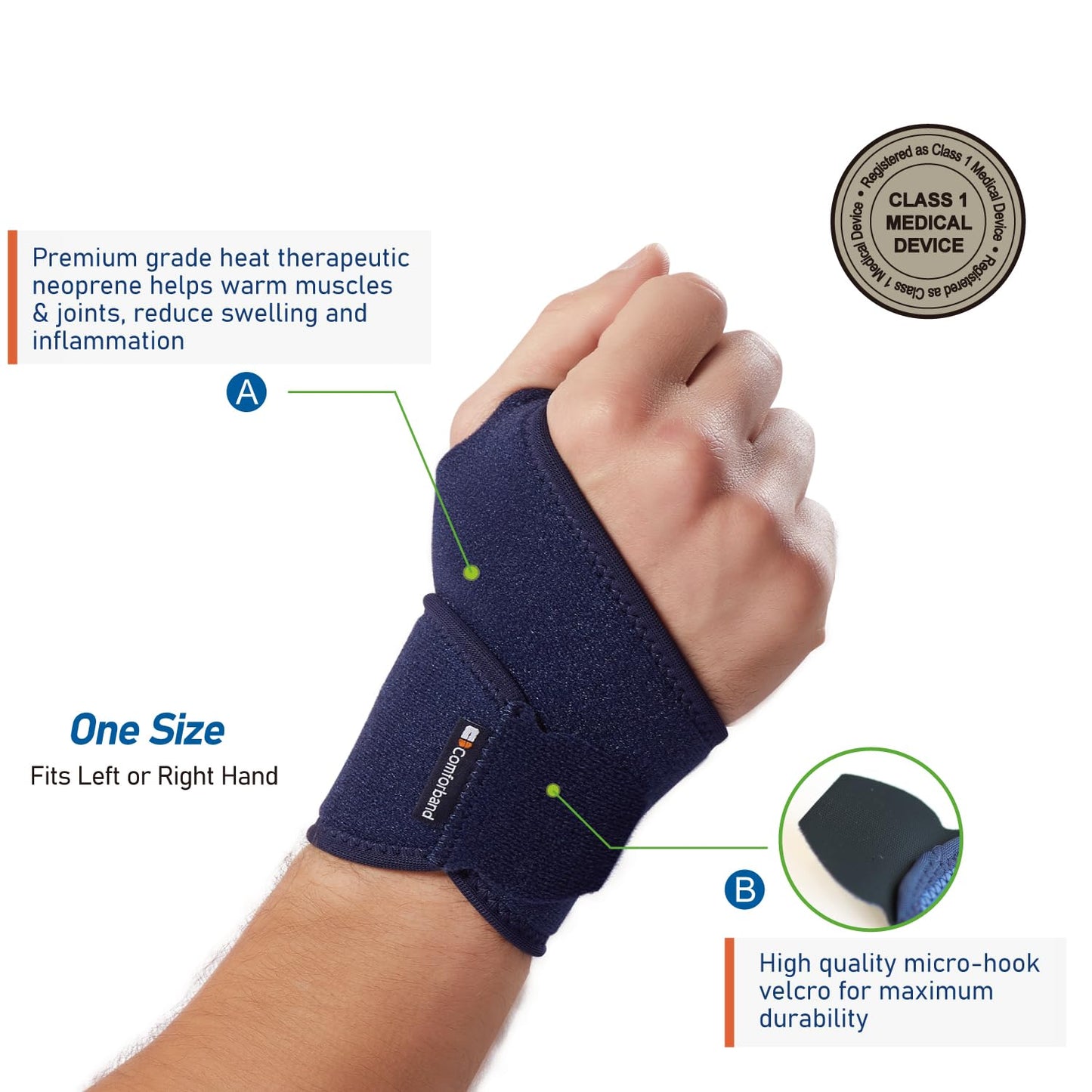 Adjustable Wrist Brace - for Joint Pain, Arthritis, Sprains, Strains, Instability, Gym, Sports, Golf, Tennis, Basketball - Adjustable Compression - One Size – fits left or right hand