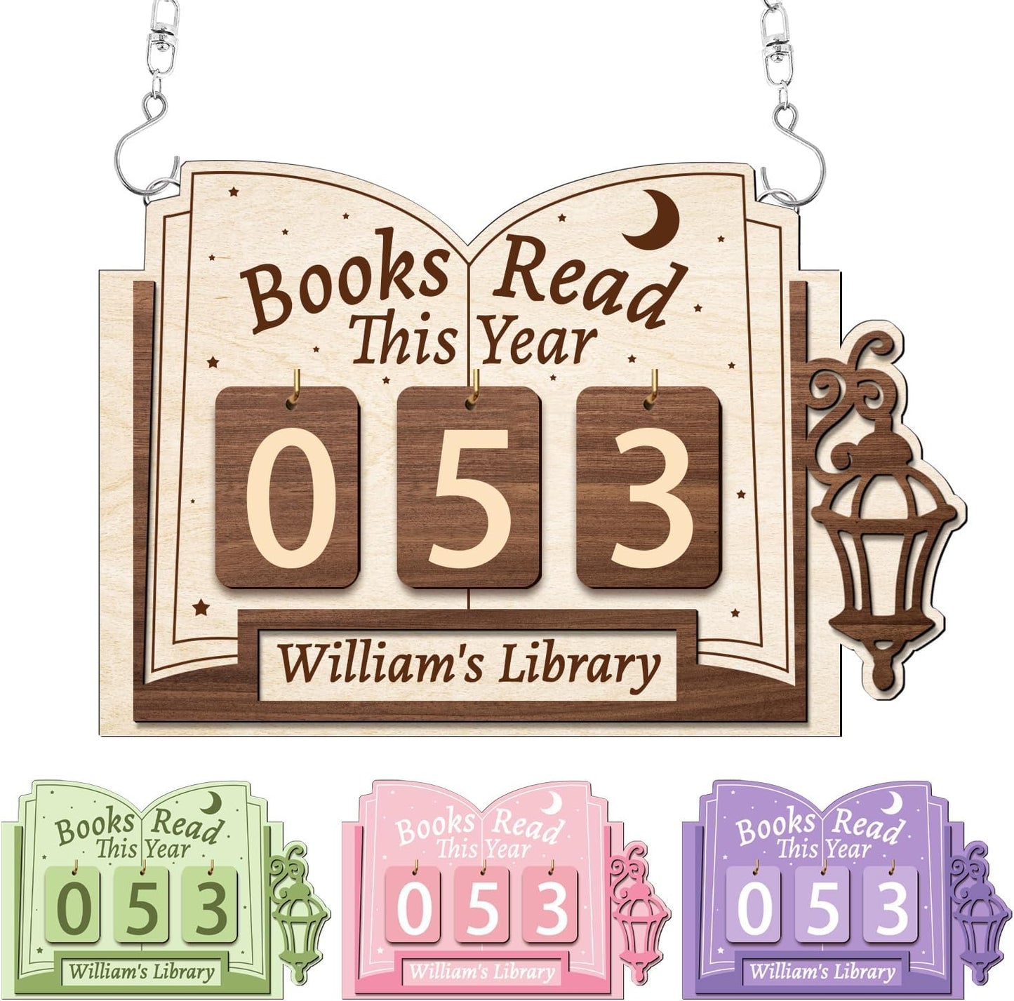 Books Read This Year Counter Sign – Personalized Reading Tracker Plaque, Custom Bookish Gifts for Readers, Librarians, Teachers – Bookshelf Décor for Reading Challenge