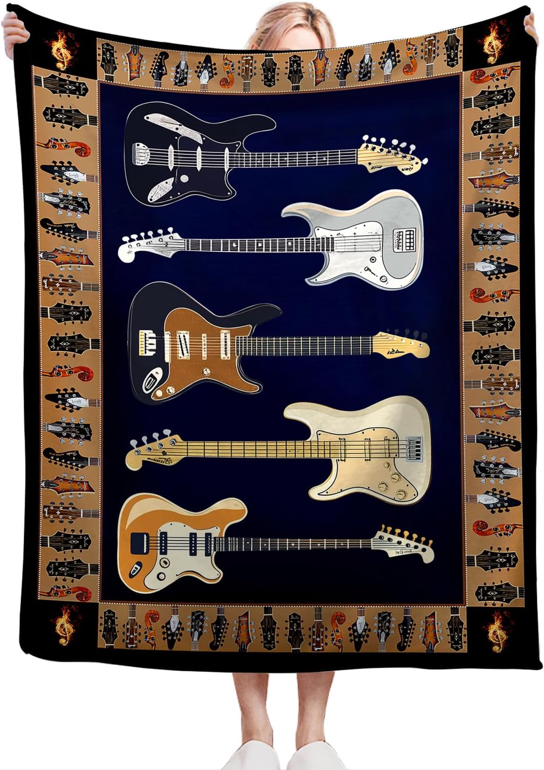 Cool Guitar Blanket Super Soft Warm Fluffy Flannel Music Throw Blanket Cozy Fuzzy Plush Bedding Blanket Gift for Boys Girls Teens Adults Couch Sofa 50"x40"