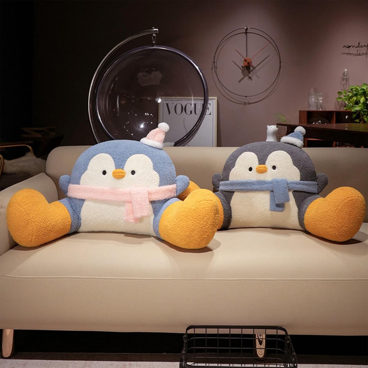 Reading Pillow for Bed,Backrest Pillow for Sitting in Bed,Back Support Cushion,Penguin Reading Pillow for Sofa (Gray, L: 31 * 17inches)