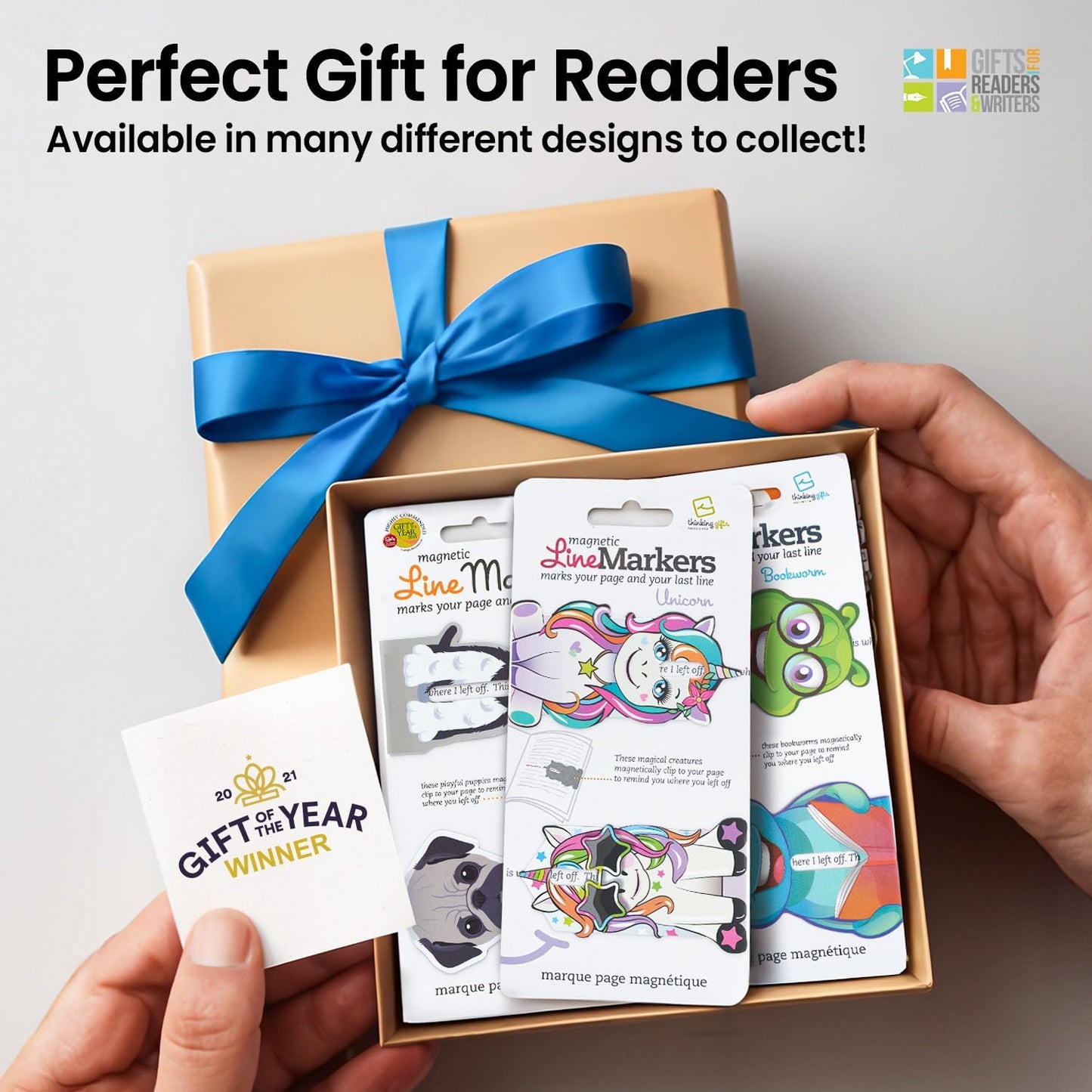Gifts for Readers & Writers Linemarker Bookmark, 2 Pack Magnetic Bookmarks, Includes Line Finder Slit for Line Tracking, Small & Cute Stationery, Book Page Holder, Reading Accessories, Pointer Fingers