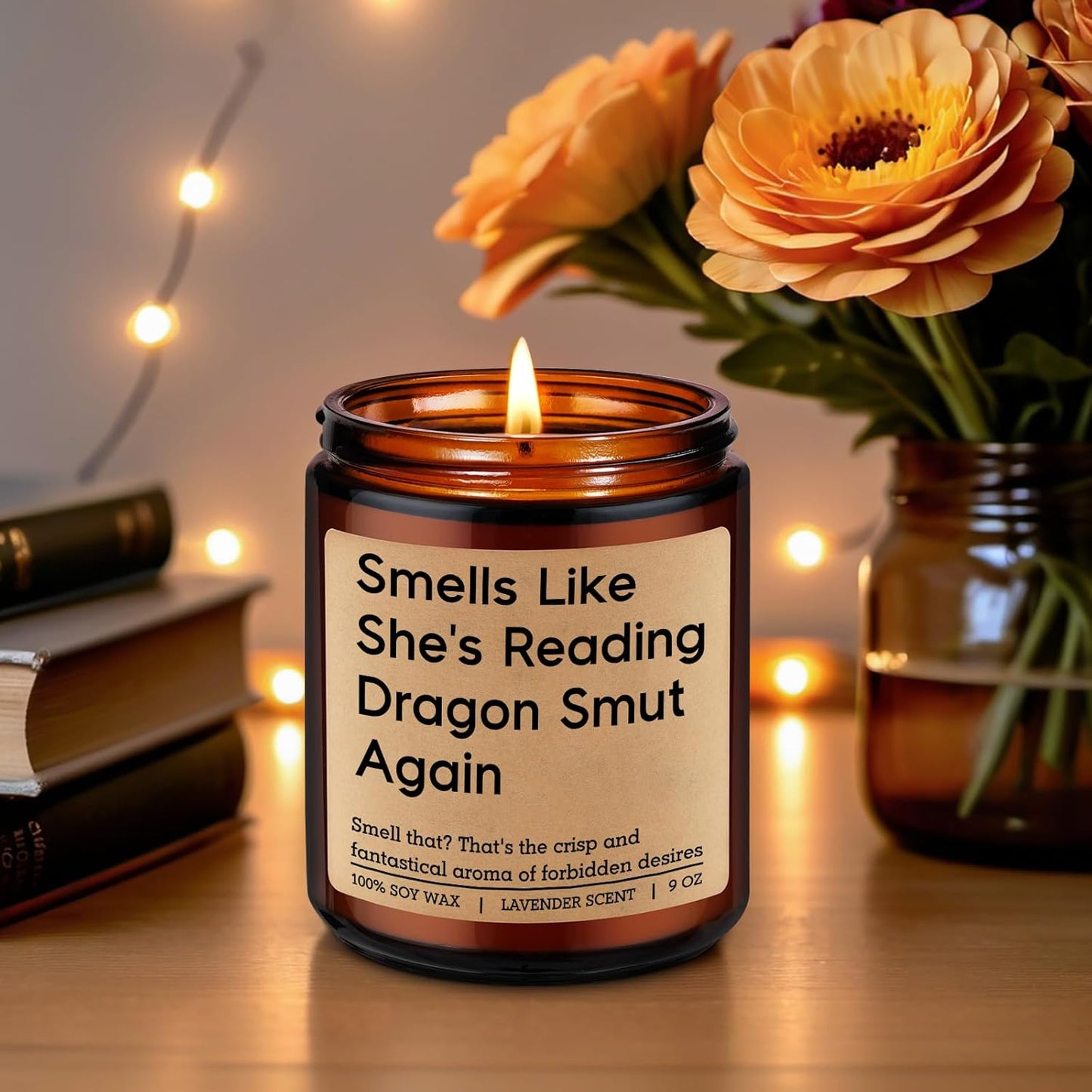 GSPY Romantasy Book Candle, Fantasy Reader Gifts for Women - Reading, Bookish, Dragon Gifts for Girls - Funny Mothers Day, Birthday Present for Fantasy Book Lover, Dragon Lover, Bookworm, Librarian
