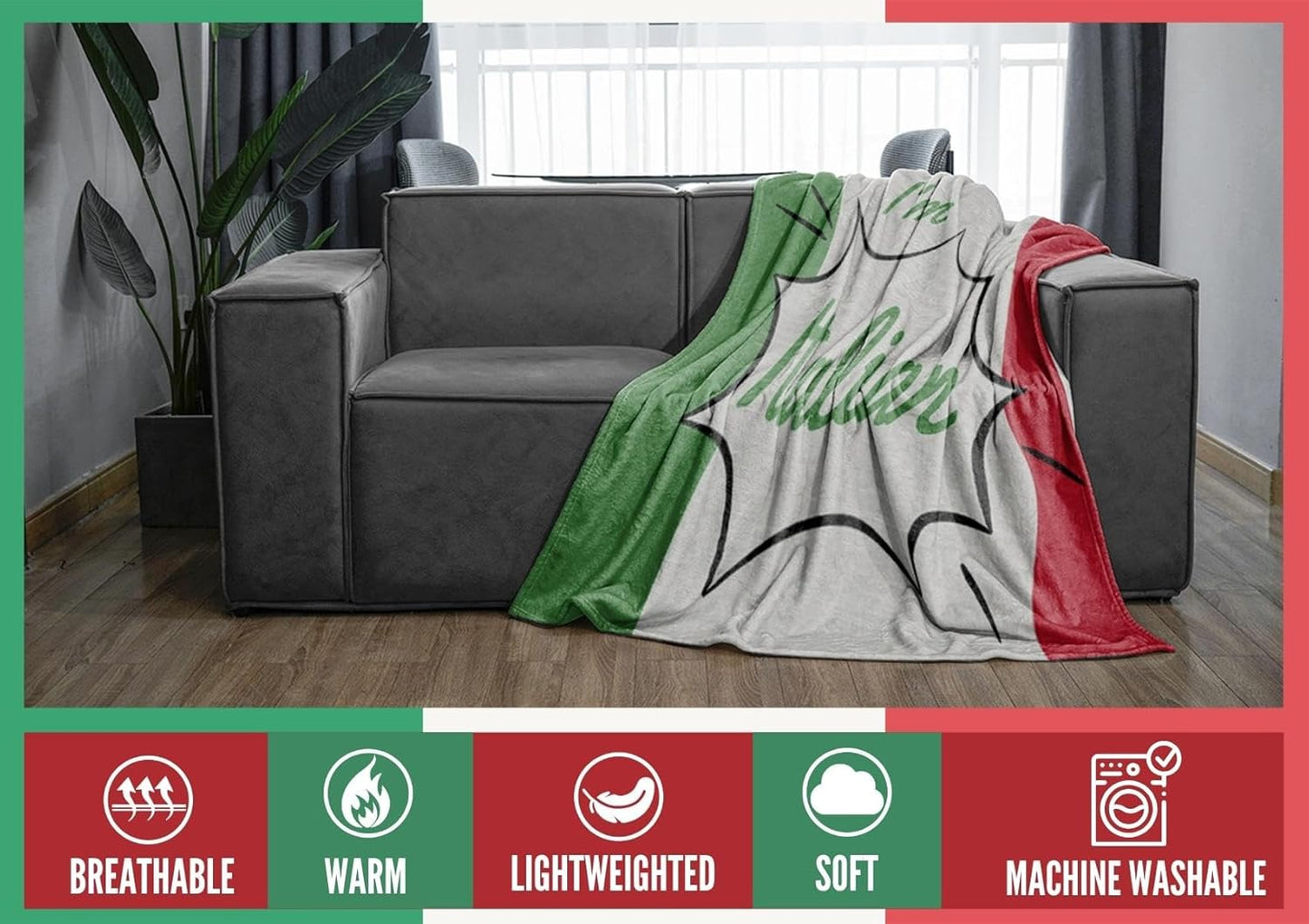 InnoBeta Italian Gifts Blanket, Flannel Throw Blanket for Men, Funny Unique Birthday for Him