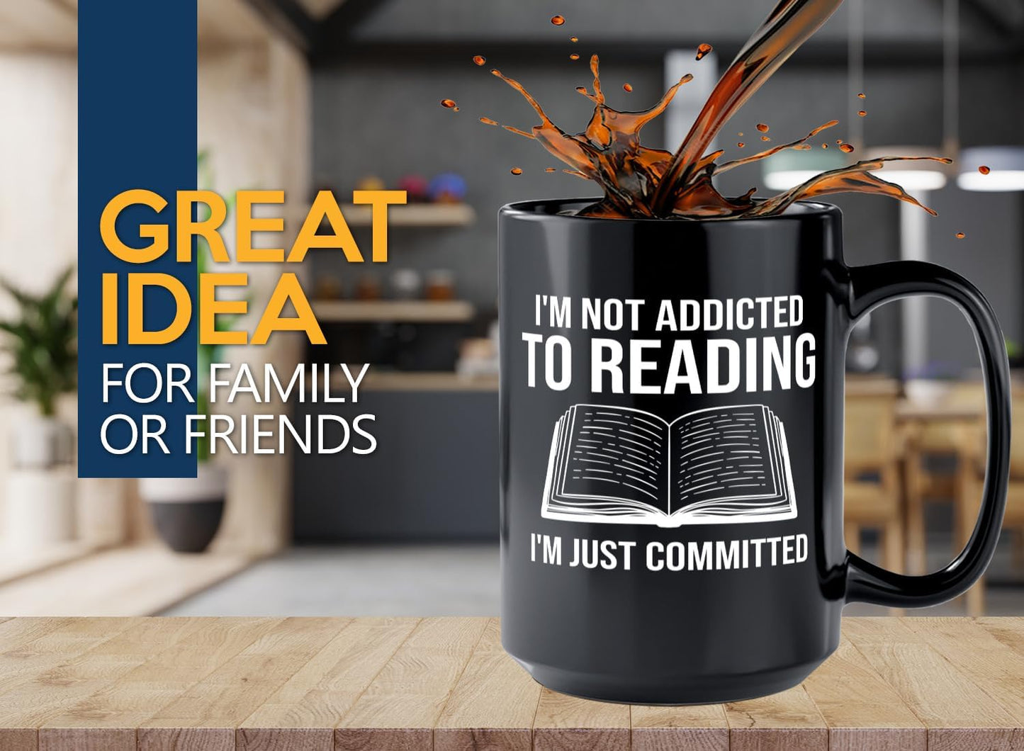 Book Lover Coffee Mug 15oz Black -Im not addicted - Bookworm Literature Library Book Lover Reader Booked Editor Intellectual Studious