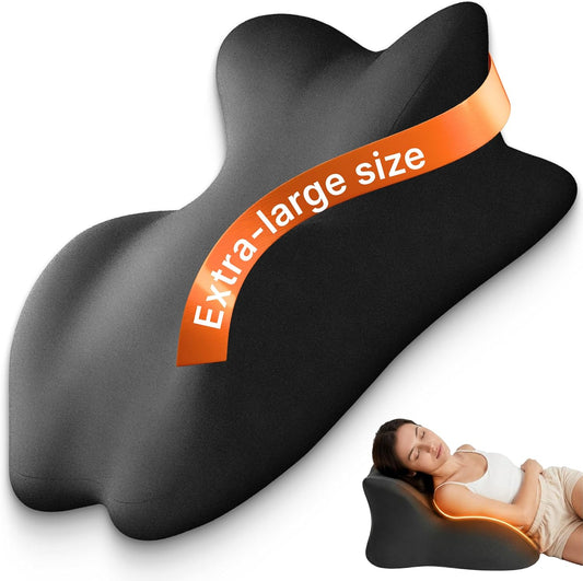 Rome Tech Memory Foam Ergonomic Wedge Pillow – Prone Support Orthopedic Pillow for Sleeping, Reading & Back Relief with Removable Cover- Extra-Large Size Body Pillow - 24 * 17 * 20 inch - Black