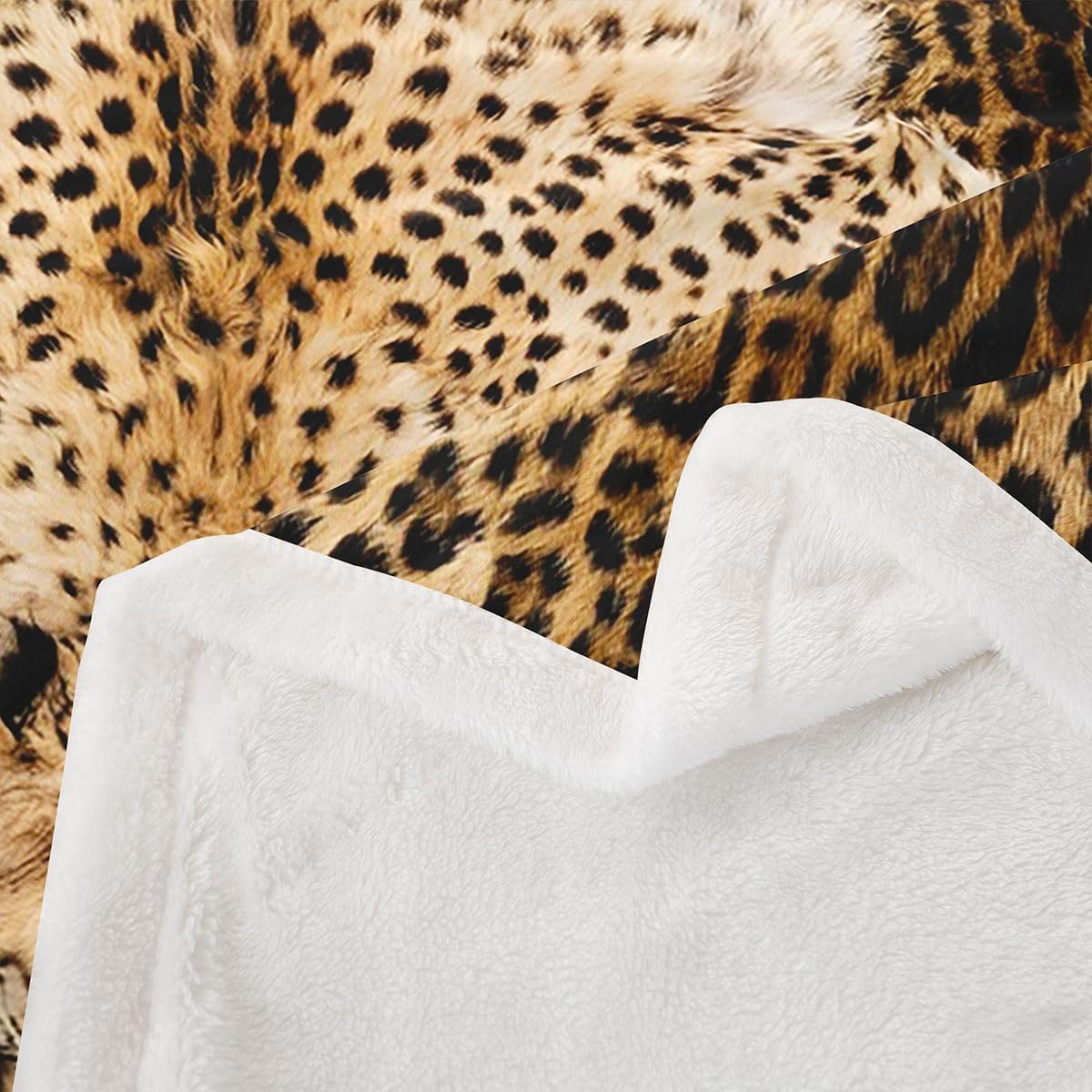 Feelyou Leopard Print Sherpa Throw Blanket for Couch Bronze Super Soft Cozy Fleece Animal Blanket for Winter, Plush Throw Luxury Throw 50"x60" Safari All Season