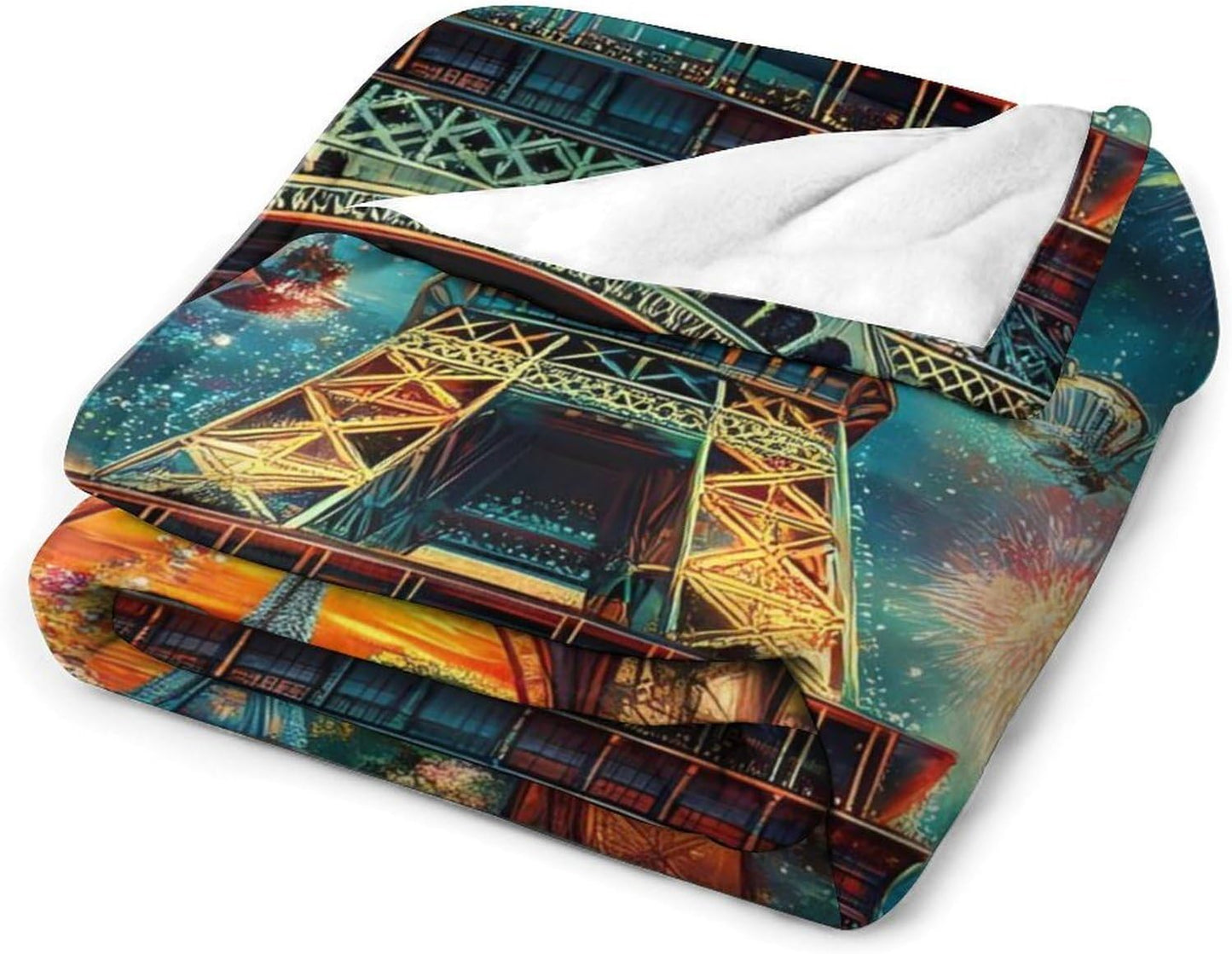 Paris Eiffel Tower (6) Throw Blanket for Couch Bed Plush Cozy Fuzzy Flannel Blanket for All Season 60"x80"