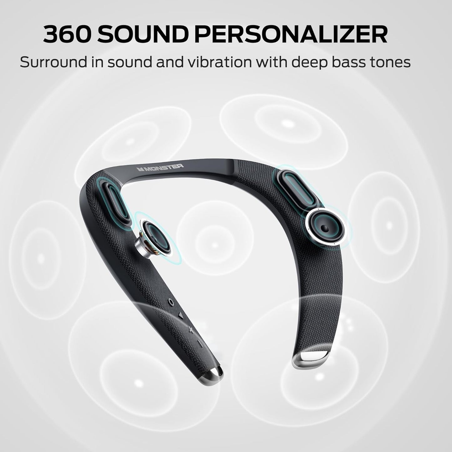 Monster Boomerang Petite Neckband Bluetooth Speakers, Neck Speaker with 15H Playtime, aptX High Fidelity 3D Stereo Sound, Low Latency, Built-in Mic, IPX5 Waterproof Wearable for Home Outdoor