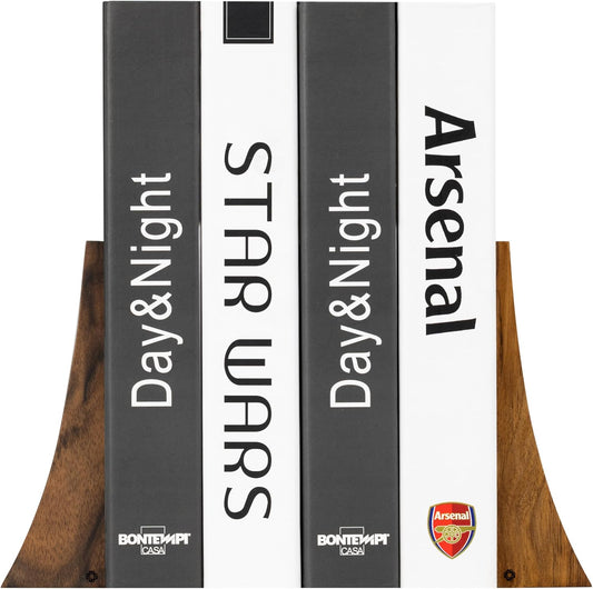 TILISMA Bookends for Heavy Books – Walnut Wood Book Ends for Shelves – Heavy Duty Bookends to Hold Books – Decorative Book Ends for Home Library – Wooden Bookend for Shelf - Bookshelf Accessories