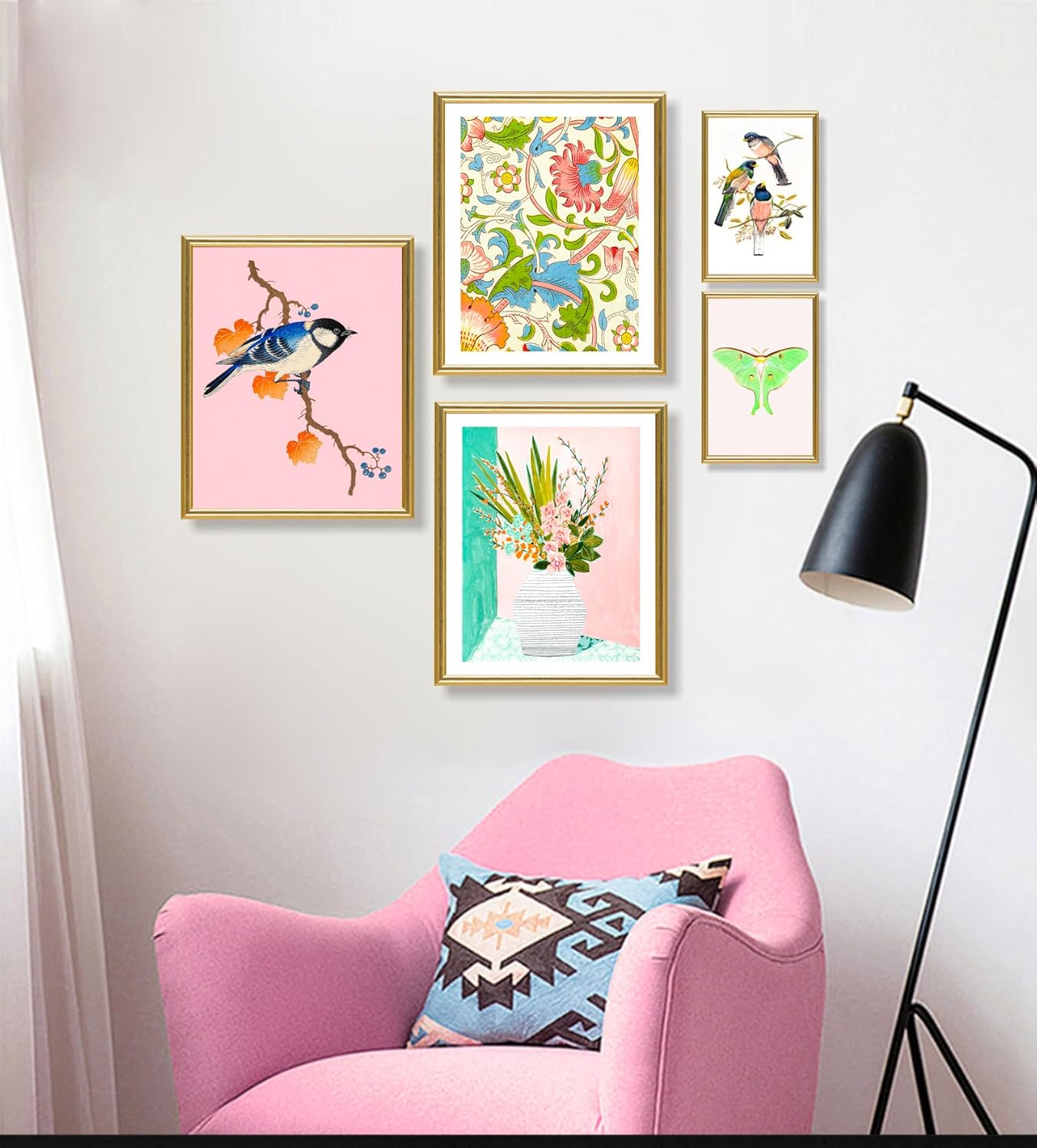 18 PCS Colorful Eclectic Wall Art Decor, Famous Artist Posters ,Eclectic Room Decor Aesthetic, Vintage Maximalist Wall Decor, French Country Decor Botanical Boho Wall Decor for Bedroom Dorm (L1)