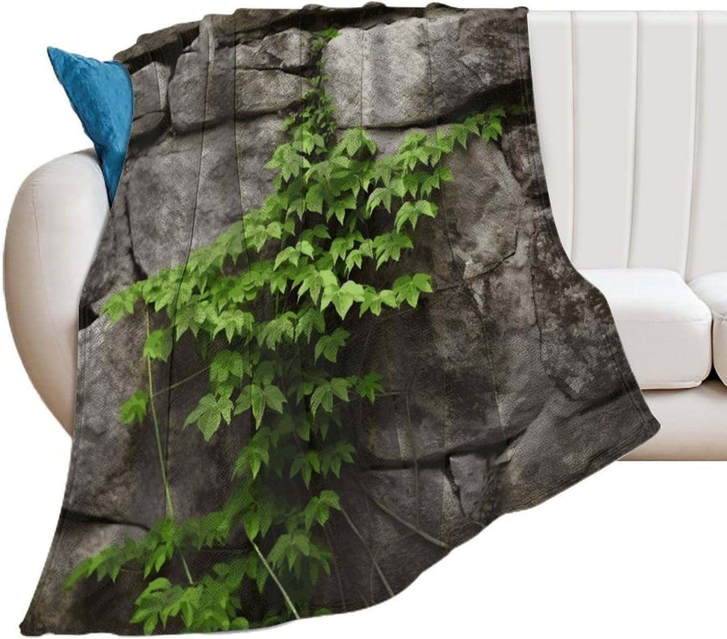 Plant on Stone Wall Blanket Super Soft Lightweight Throw Blanket Cute Cozy Warm Bed Blanket Decorative Fuzzy Blanket All-Season Home Decor Gift for Sofa Couch Living Room 60"*80"（150 * 200cm）