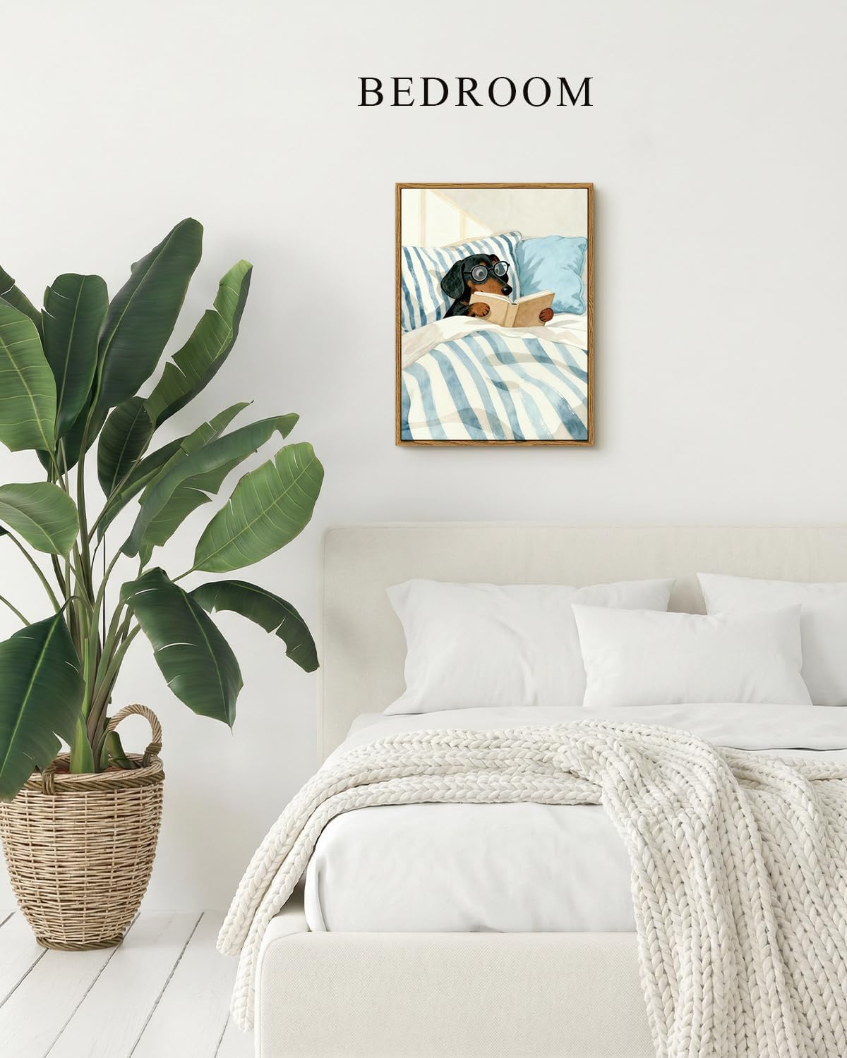 InSimSea Framed Wall Art for Bathroom, Canvas Vintage Funny Bathroom Wall Art Home Decor Aesthetic, Animal Dog Artwork Picture Painting, Neurtal Prints Pictures, Cozy Reading Pup 16L x 12W
