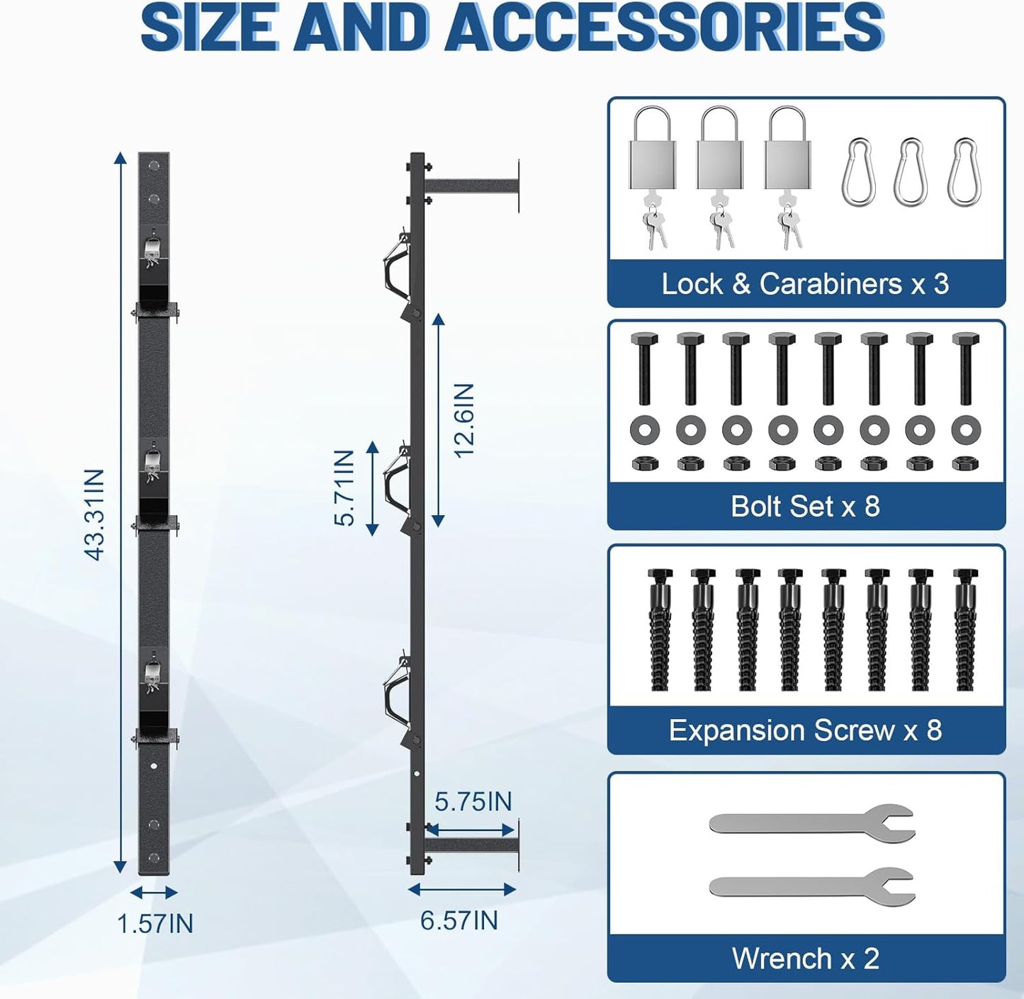 Weed Eater Rack for Enclosed Trailer with Locks, 3 Place Weedeater Rack for Open/Enclosed Trailers Spring Hasp Trimmer Rack 360° Sponge Pad Enclosed Trailer Accessories Lawn Care Equipment