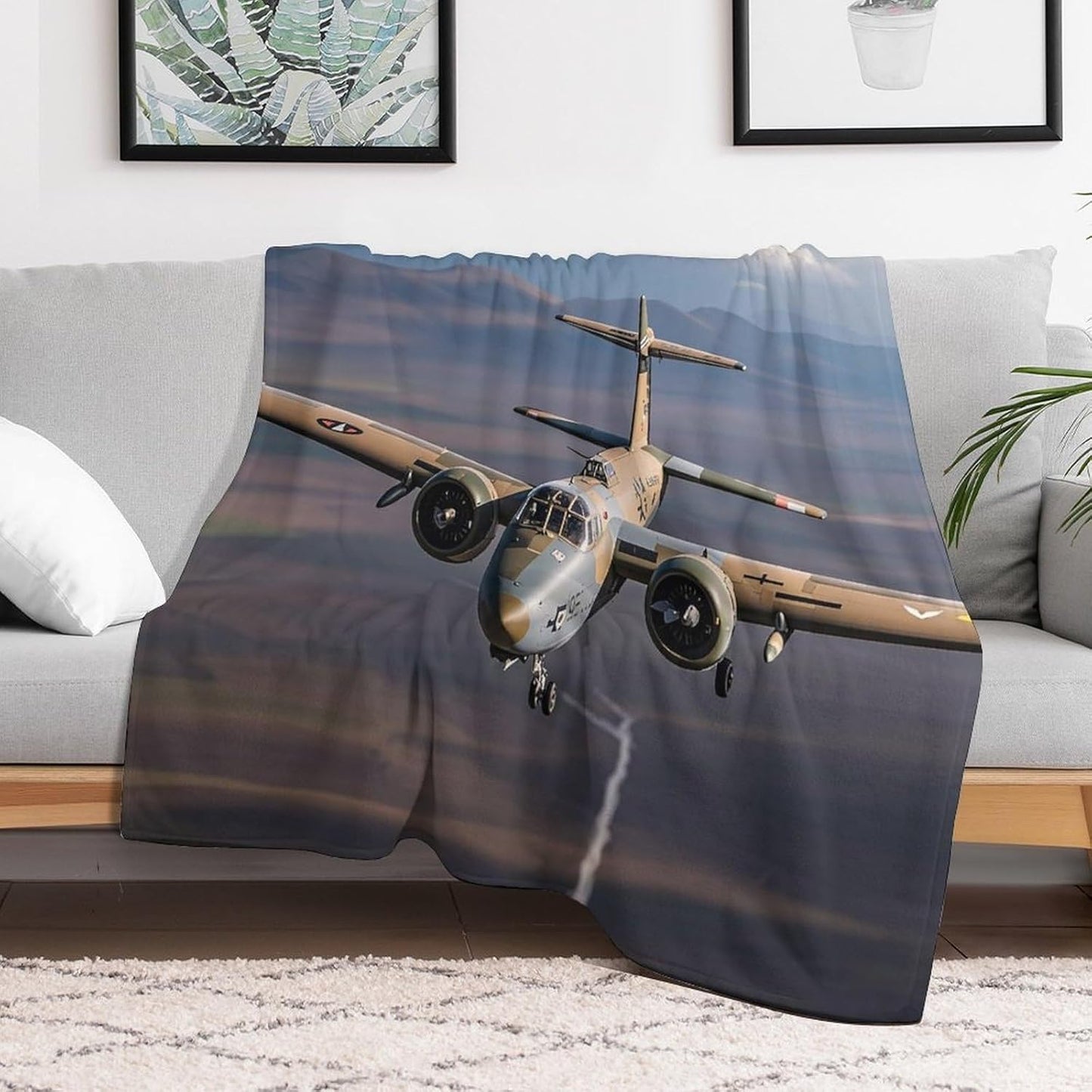 US Army Plane Blanket Super Soft Lightweight Throw Blanket Cute Cozy Warm Bed Blanket Decorative Fuzzy Blanket All-Season Home Decor Gift for Sofa Couch Living Room 50"*60"（130 * 150cm）