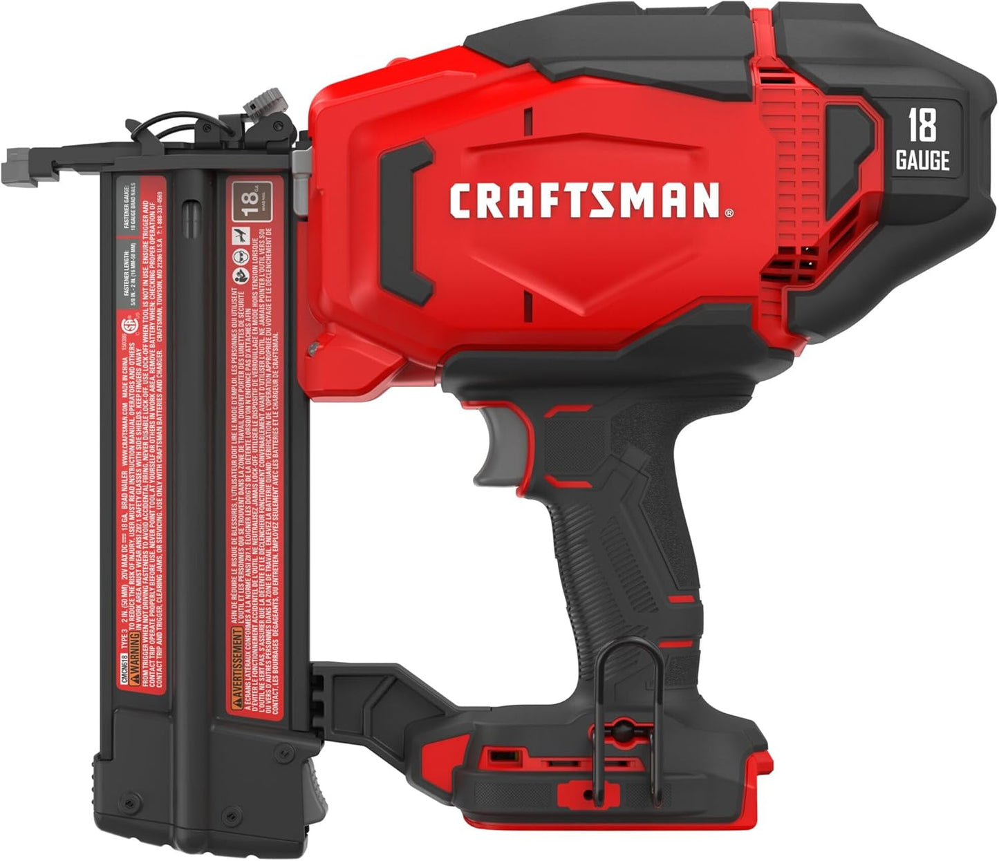 CRAFTSMAN V20 Brad Nailer, 18GA, Cordless, Bare Tool Only (CMCN618B)