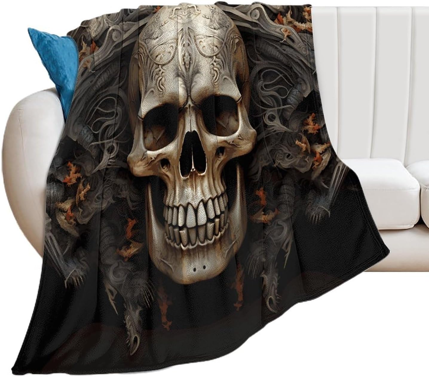 Skulls Blanket Super Soft Lightweight Throw Blanket Cute Cozy Warm Bed Blanket Decorative Fuzzy Blanket All-Season Home Decor Gift for Sofa Couch Living Room 50"*60"（130 * 150cm）