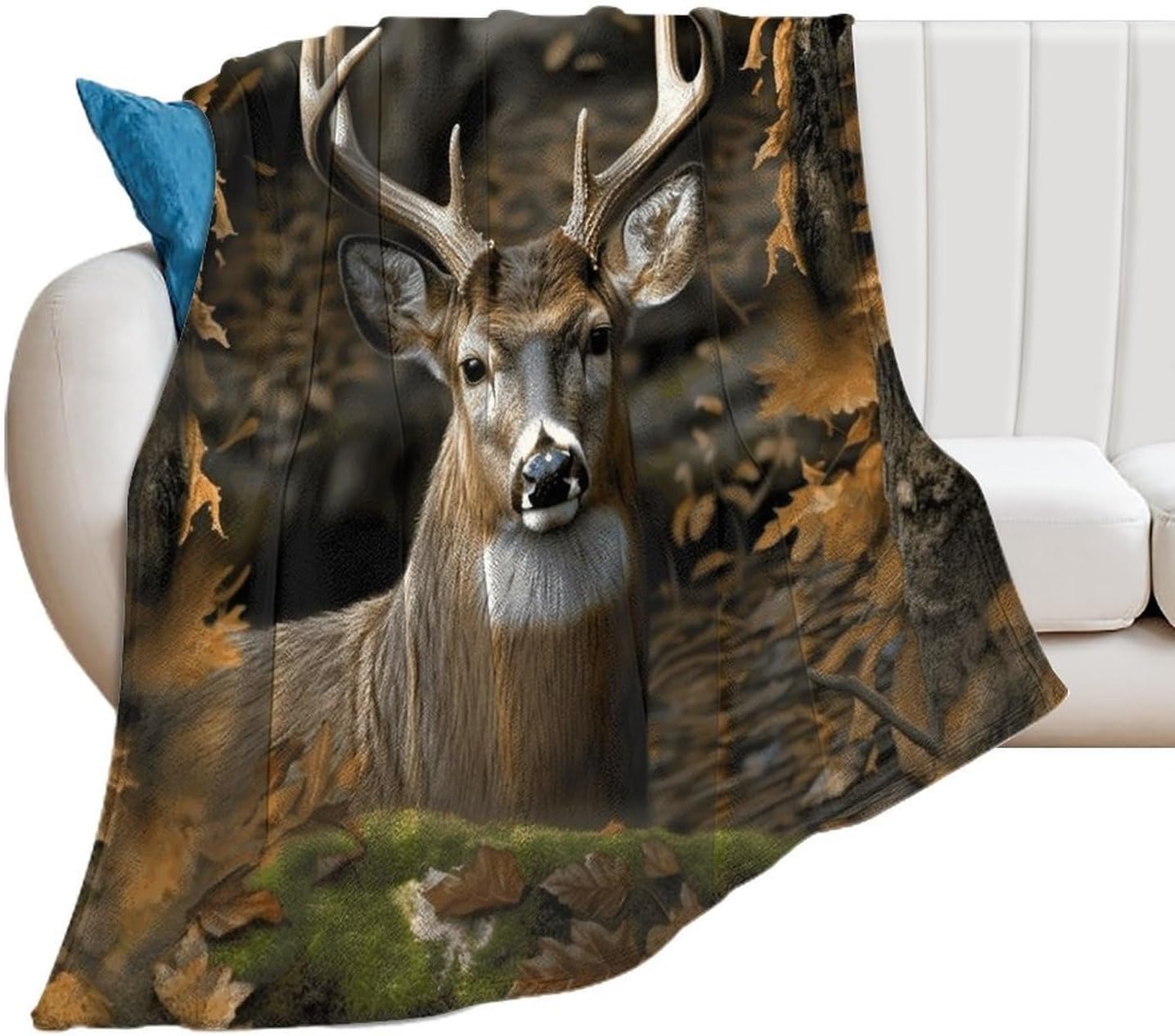 Camouflage Deer Blanket Chunky Fluffy Fuzzy Bed Blankets Cozy Soft Warm Winter Blankets Anti-Pilling Flannel Throw Blanket for Couch Living Room Bedroom Multiple Size