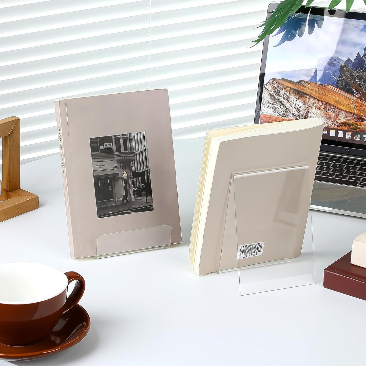 SHENLIU 12 Pack Clear Book Stand, 6x4 Inch Acrylic Easel Stand Book Display Holder, Display Stands for Album, CD, Music Sheets, Plate, Artworks, Phone, Tablet, Magazine, Postcard