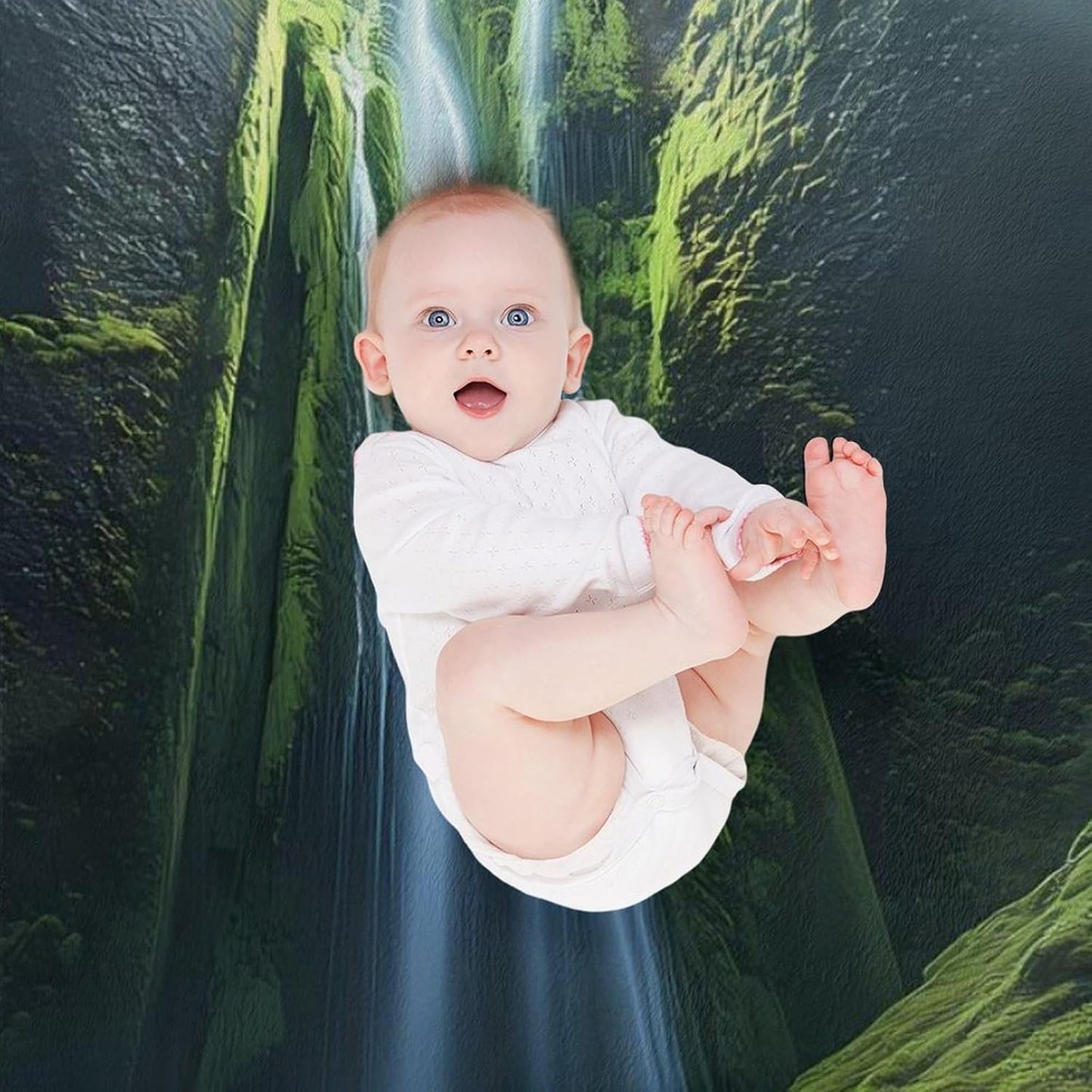 Waterfall Throw Blanket for Couch Bed Plush Cozy Fuzzy Flannel Blanket for All Season 50"x60"