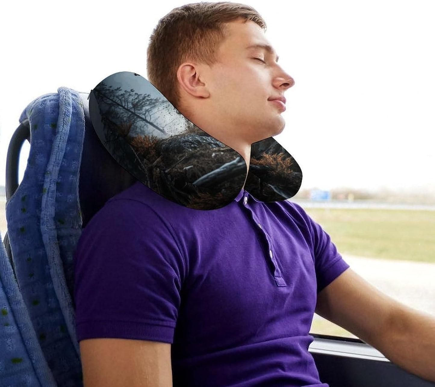 Mountain Bike Tournament Neck Pillow Memory Foam U Shaped Pillows Portable Pillows for Shoulder Travel Head Support Pillow with Concealed Zipper for Airplane Car Home Office