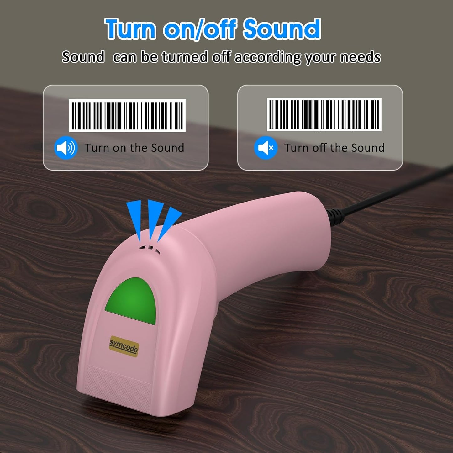 Symcode USB 1D Barcode Scanner, Handheld Wired CCD Laser Barcode Reader Scanner Supports Screen Scan UPC Bar Code Scanner for Warehouse, Library, Supermarket,POS