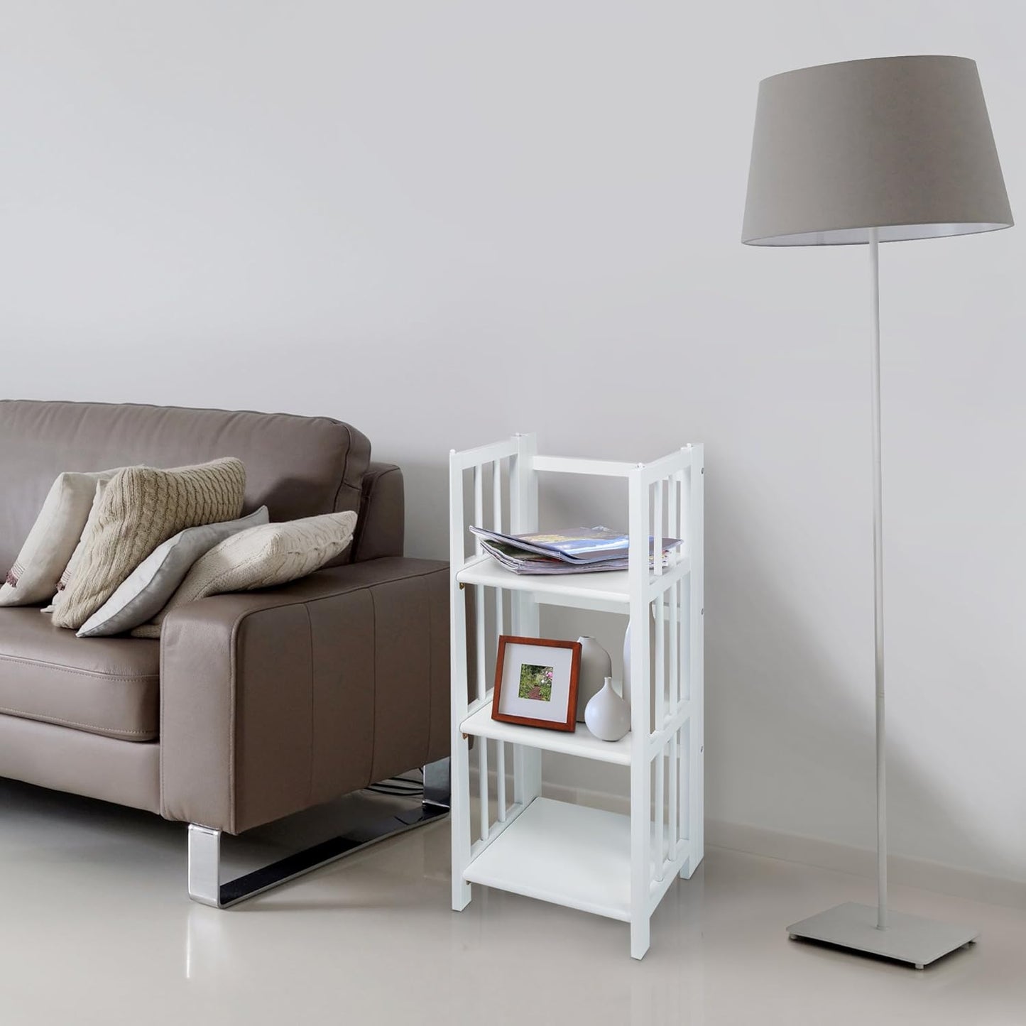 Casual Home 3-Shelf Folding Bookcase, 14" Wide, White