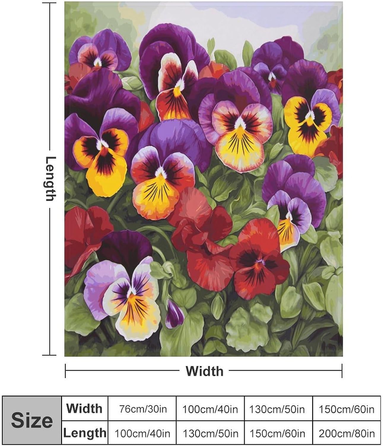 Pansy Perfection Blanket Super Soft Lightweight Throw Blanket Cute Cozy Warm Bed Blanket Decorative Fuzzy Blanket All-Season Home Decor Gift for Sofa Couch Living Room 60"*80"（150 * 200cm）