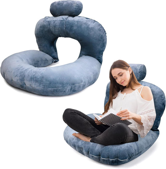 Gugxiom Reading Pillow, Removable Bedside Cushion for Waist and Neck Protection, U-Shaped Sitting up Pillow for Adults and Children for Resting, Reading, Playing and Relaxing
