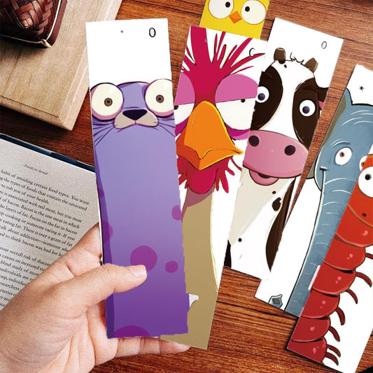 30PCS Funny Animals Bookmarks Cartoon Cow Bird Frog Page Markers for Bookish, Creative Book Read Paper Holder Cards, Birthday Gifts for Book Reader Lovers Rewards Library Bulk Supplies for Teachers