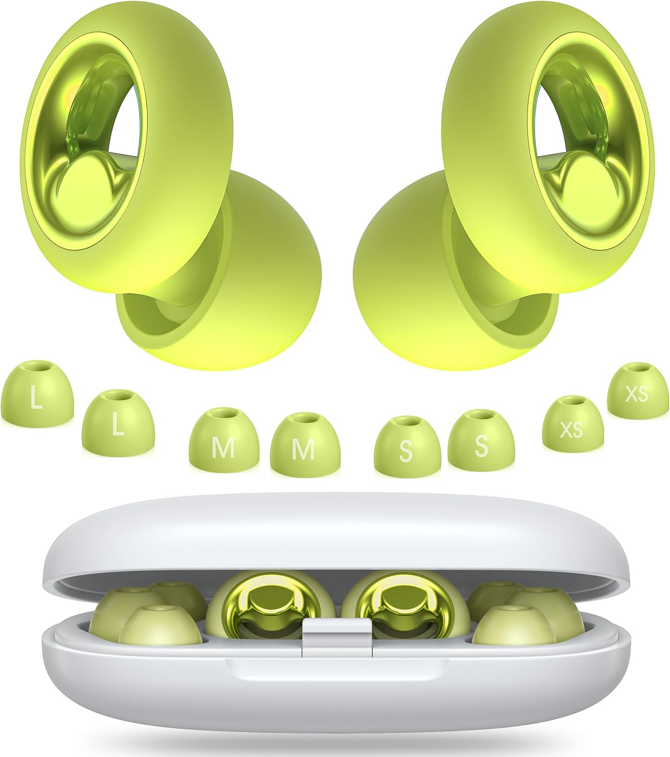 Ear Plugs for Sleeping Noise Cancelling, Soft Ear Plugs for Sleeping, 45dB Reusable for Noise Reduction with 8 Ear Tips, Silicone Hearing Protection Earplugs for Concert, Work(Lemon Lime)