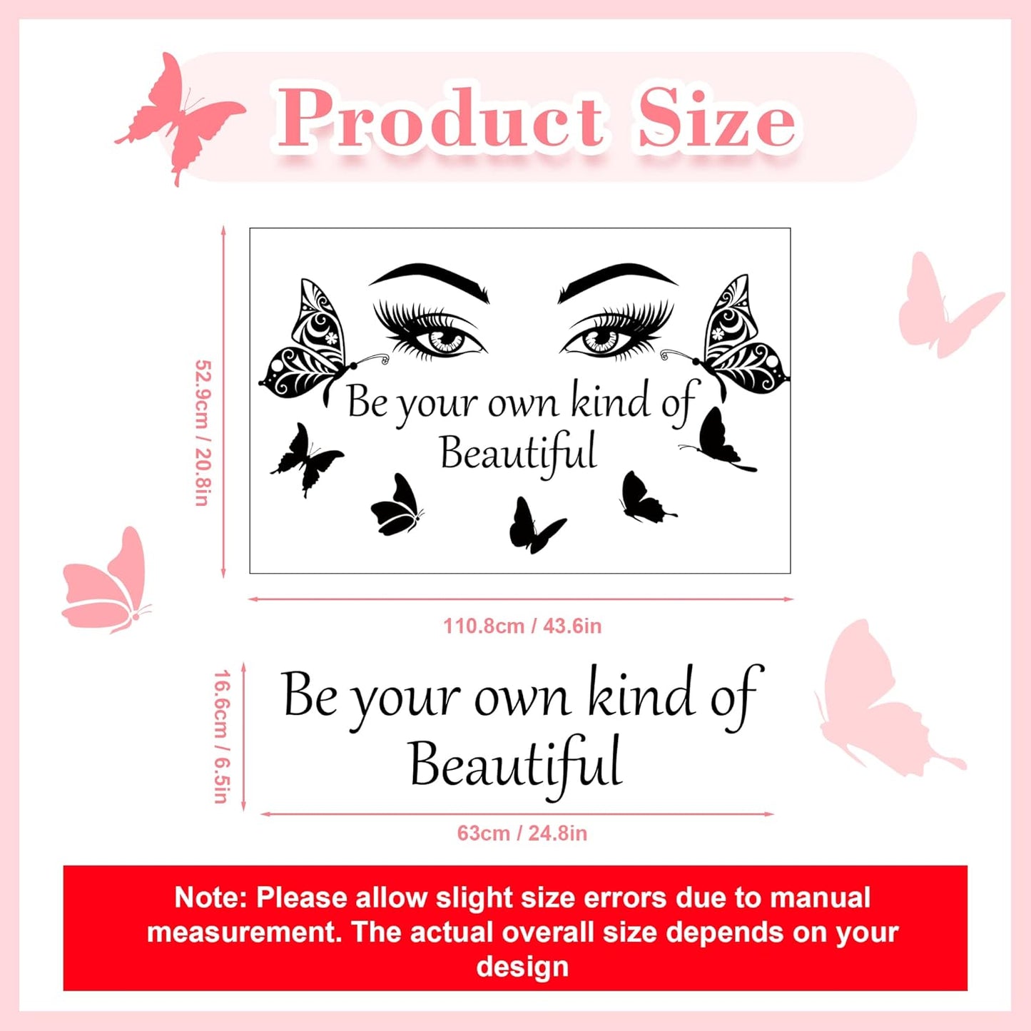 Inspirational Quotes Decals - Eye Eyelash Decal, Motivational Lettering Stickers, Positive Saying Decor for Women, Girls' Home, Bedroom, Living Room, Bathroom