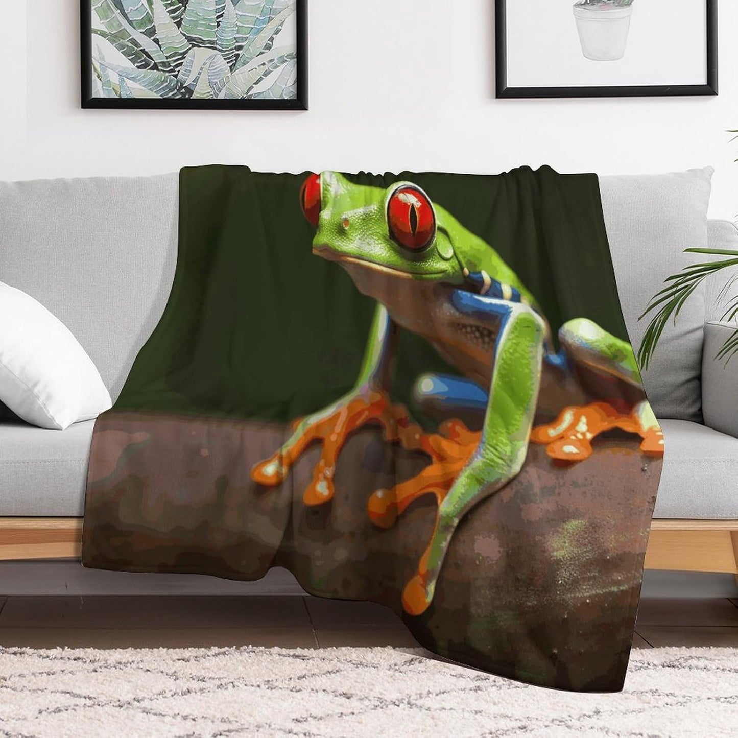 Red Eyes Tree Frogs Blanket Super Soft Lightweight Throw Blanket Cute Cozy Warm Bed Blanket Decorative Fuzzy Blanket All-Season Home Decor Gift for Sofa Couch Living Room 50"*60"（130 * 150cm）