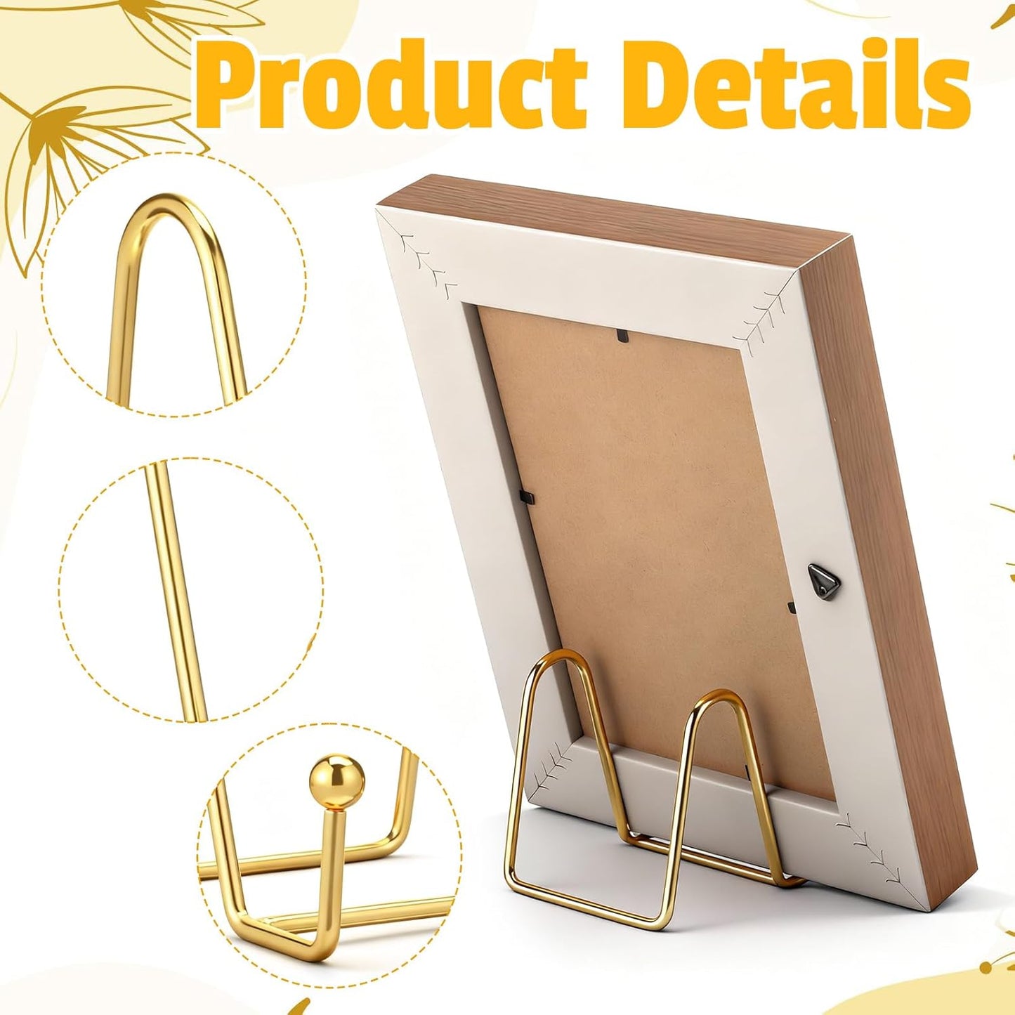 12 Pcs 3 Inch Gold Plate Stand, Decorative Plate Holder Metal Tabletop Picture Frame Stand for Photo Frames, Pictures, Book, Plates