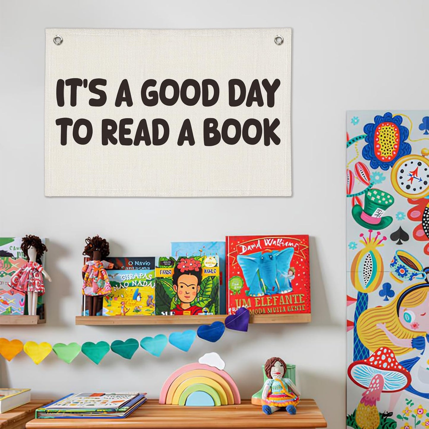 Classroom Decor, Reading Nook Decor, It's A Good Day To Read A Book Banner 20x30 Inch - Book Club Decorations, Kids Bedroom Wall Art, Bookworm Gift Idea, Cozy Reading Corner Playroom Wall Hanging