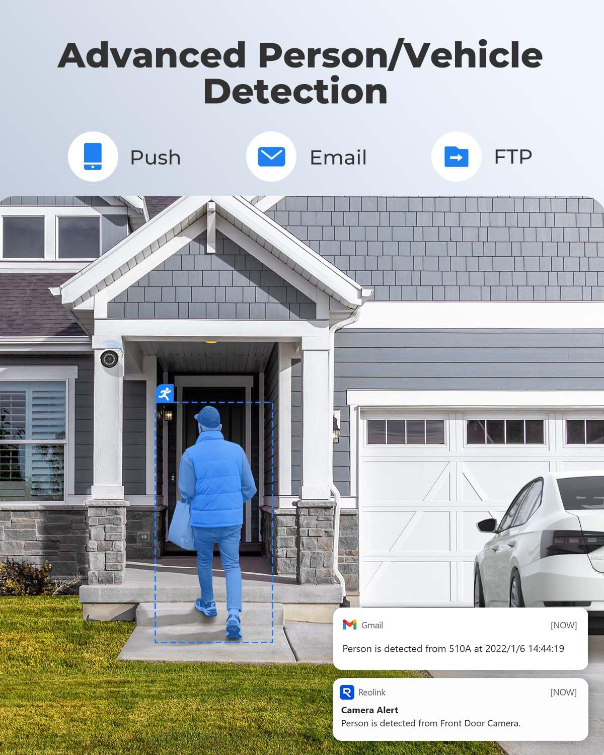 REOLINK 5MP PoE Security Camera, Outdoor Indoor Surveillance for home, Person/Vehicle/Pet Detection, Time-Lapse, 100ft IR Night Vision, Work with Smart Home, support 512GB SD Card, RLC-510A(Pack of 2)