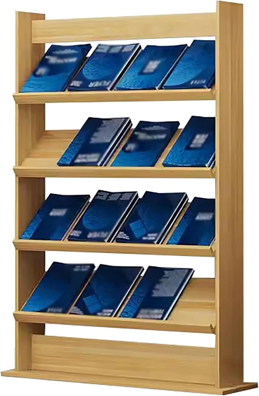 Commercial Free Standing Brochure Display Stand Magazine Holder, Wooden 4 Layer Tall Documents Storage Rack Bookshelf Leaflet Catalogs Racks (Color : Black, Size : L 60cm/23.6in)-1PC-