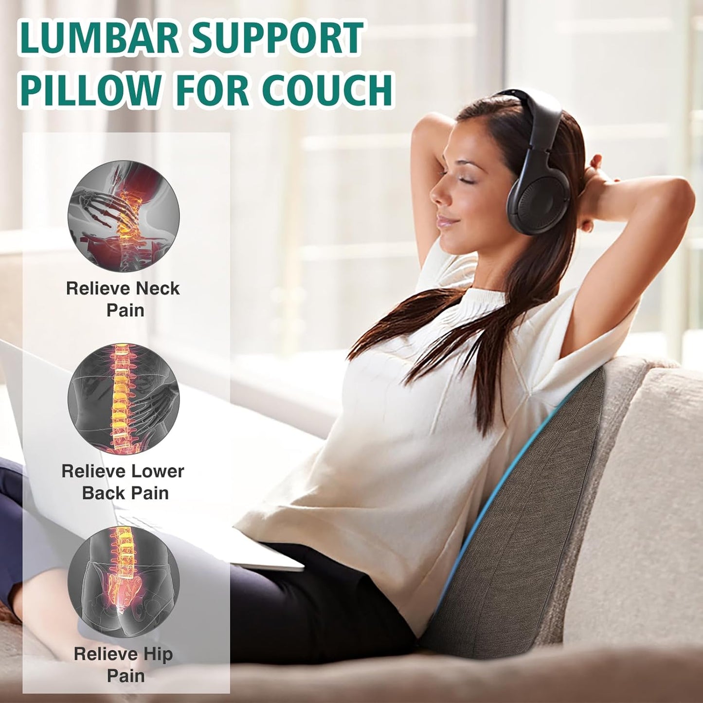 TANYOO Back Support Pillow for Recliner Soft Dual Layer Lumbar Support Pillow with Shredded Memory Foam Ergonomic Orthopedic Couch Lumbar Cushions for Elderly Lower Back Pain Relief Brown